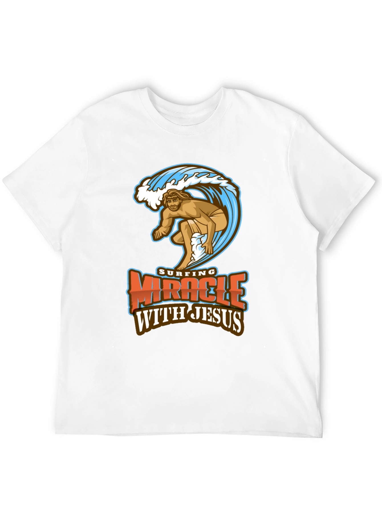 Surfing Miracle with Jesus Graphic T-Shirt