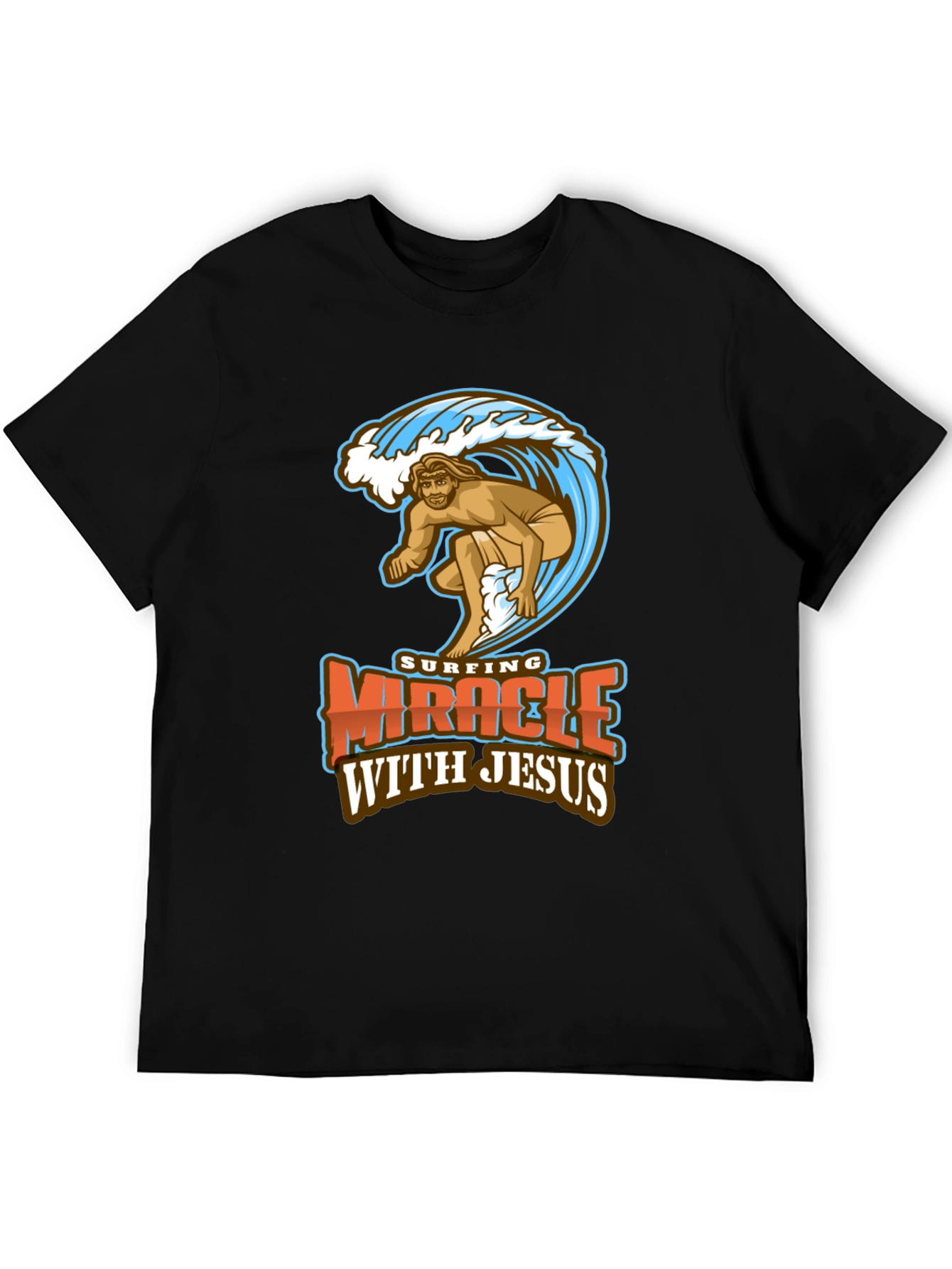 Surfing Miracle with Jesus Graphic T-Shirt