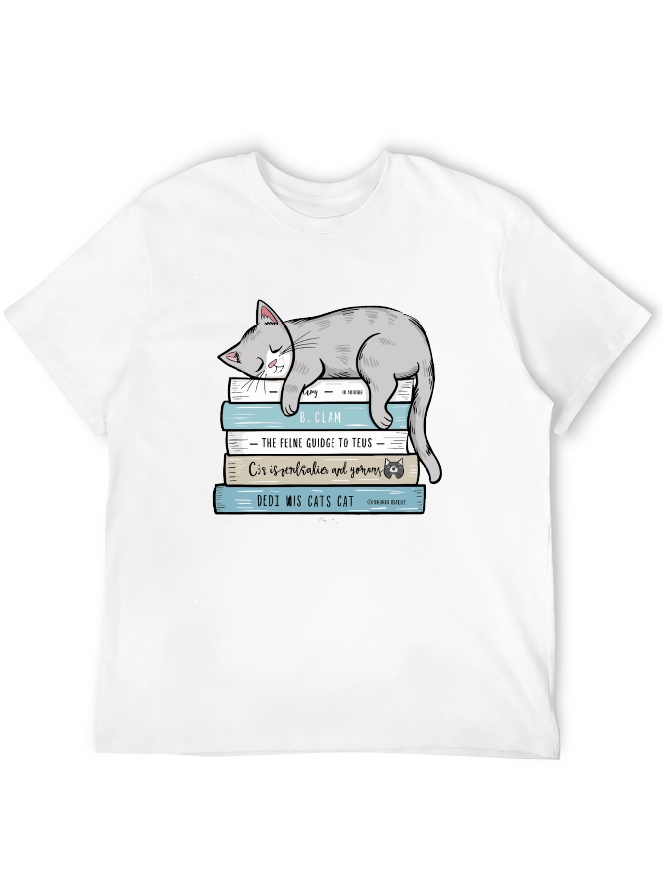 Cat Nap Book Stack Graphic Tee