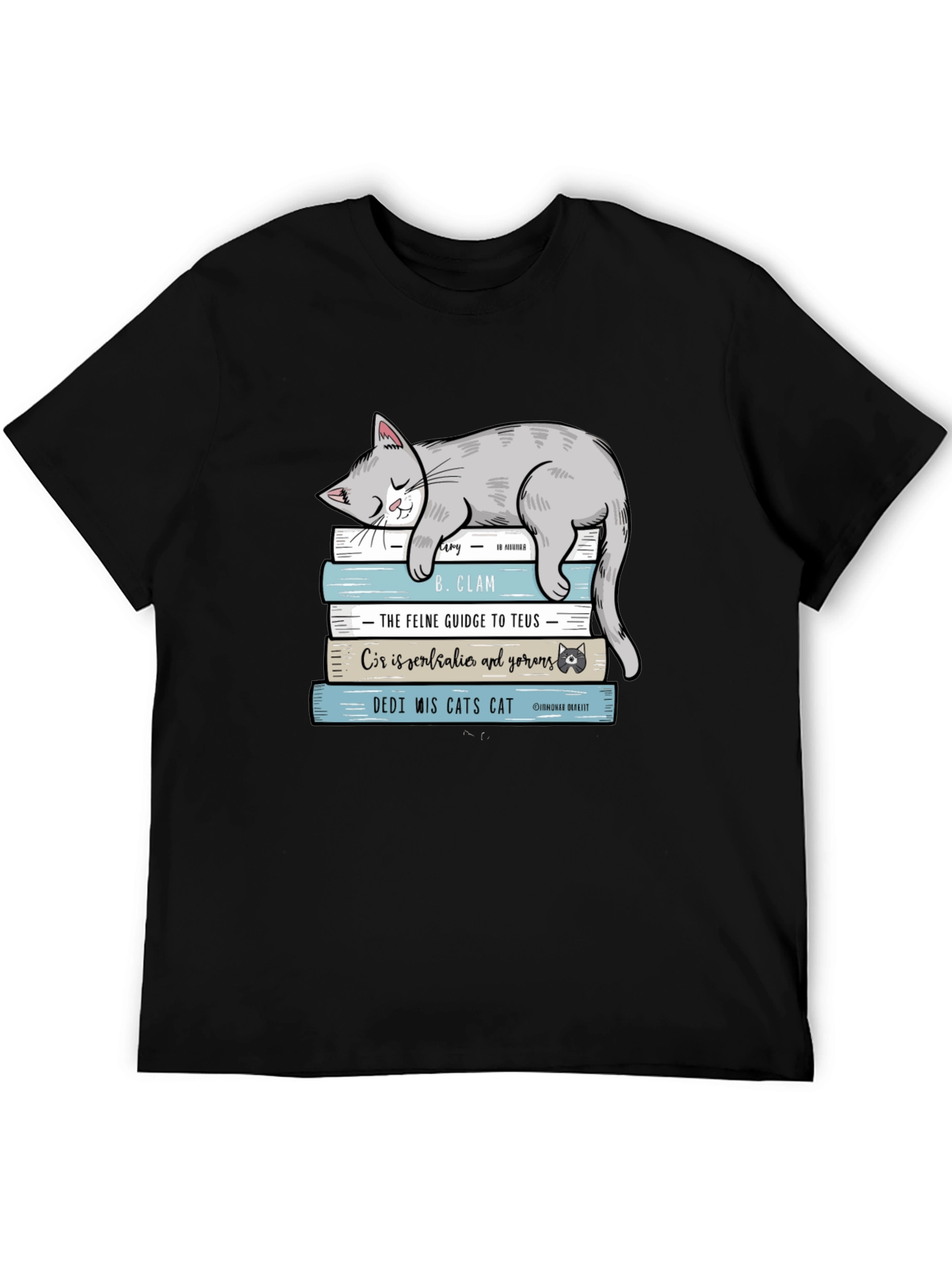 Cat Nap Book Stack Graphic Tee