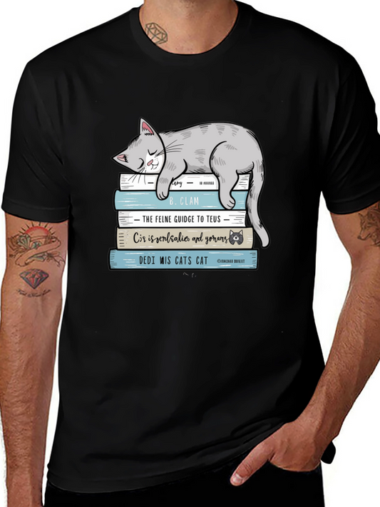 Cat Nap Book Stack Graphic Tee