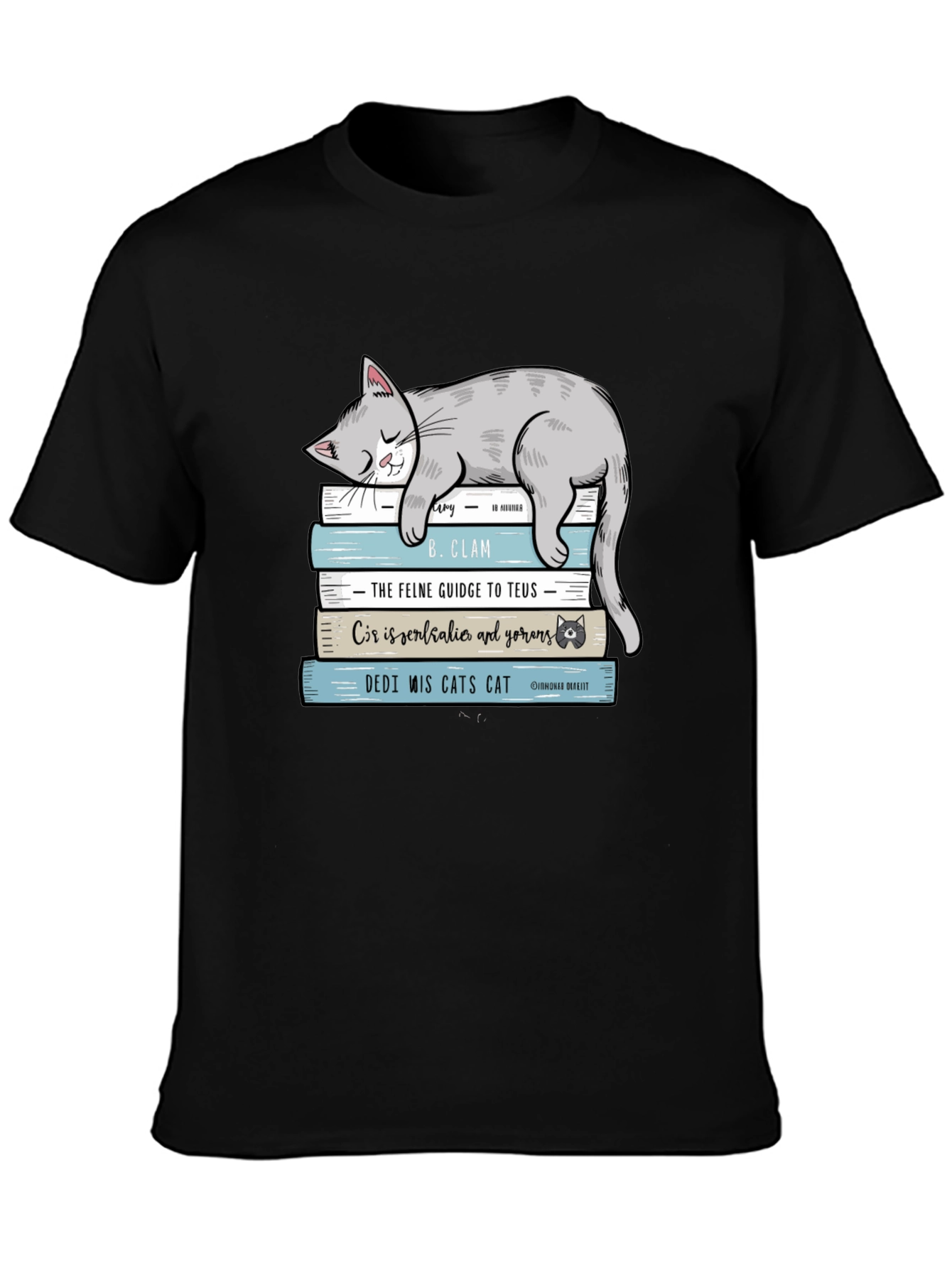 Cat Nap Book Stack Graphic Tee