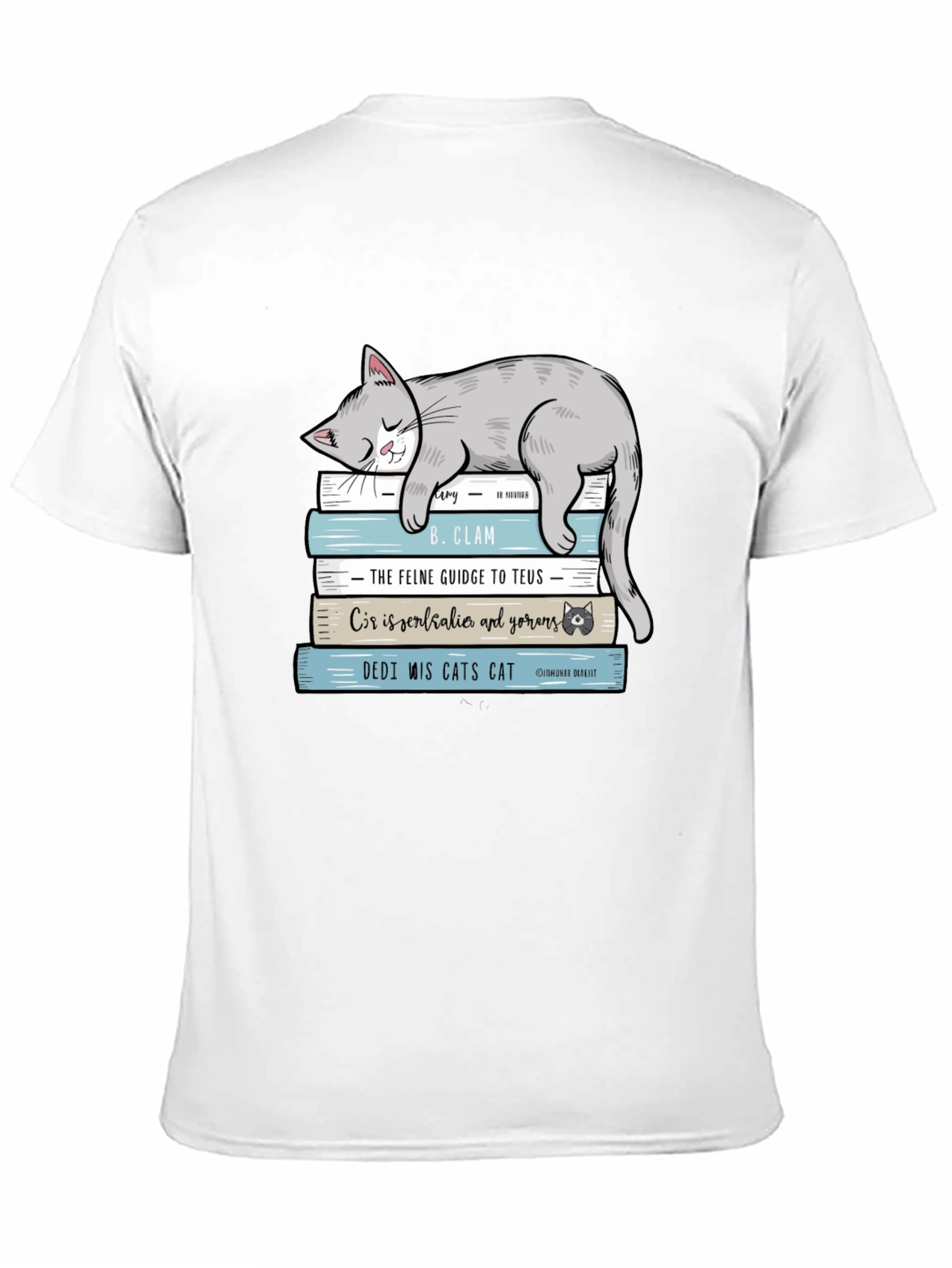 Cat Nap Book Stack Graphic Tee