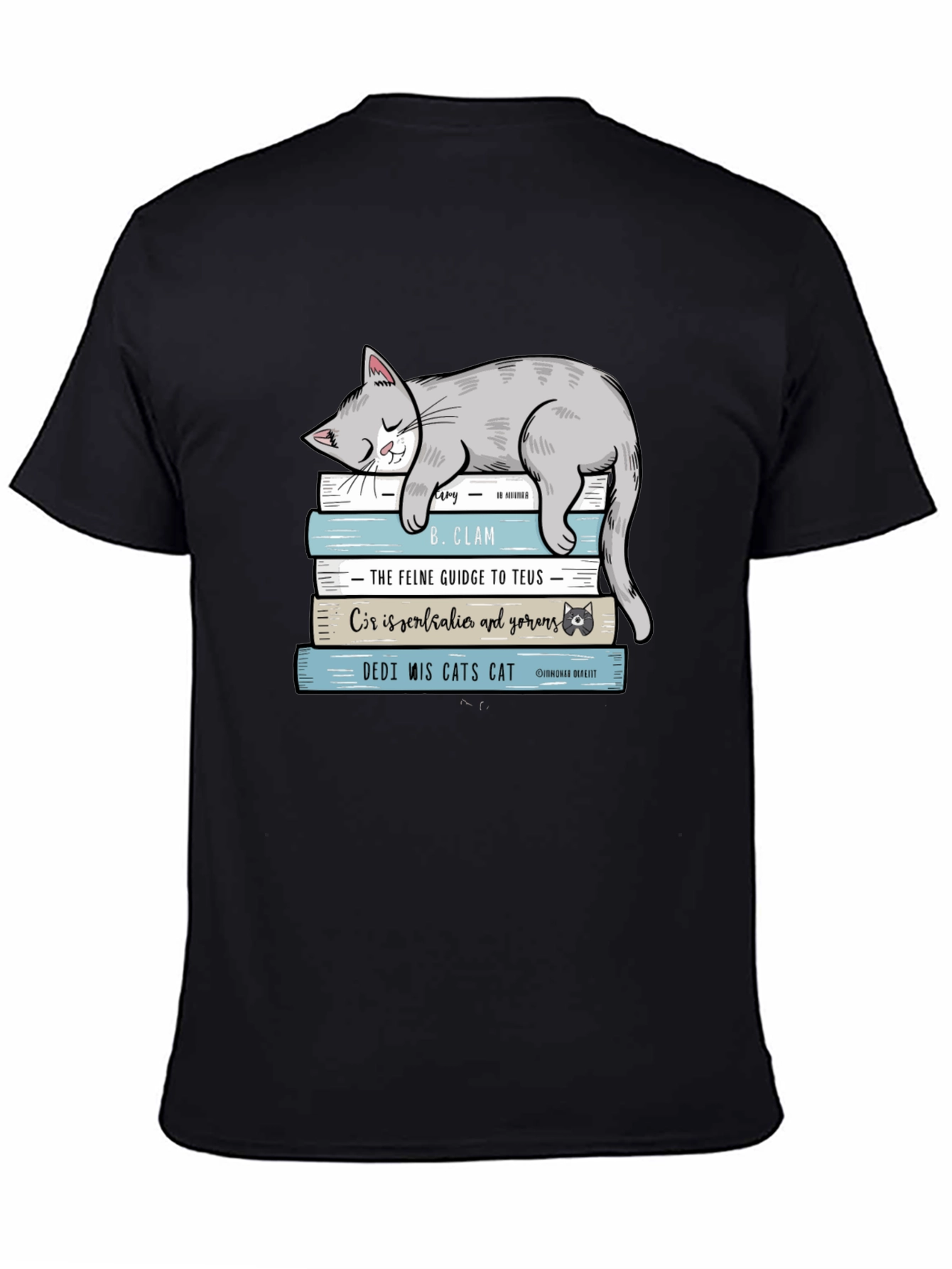 Cat Nap Book Stack Graphic Tee