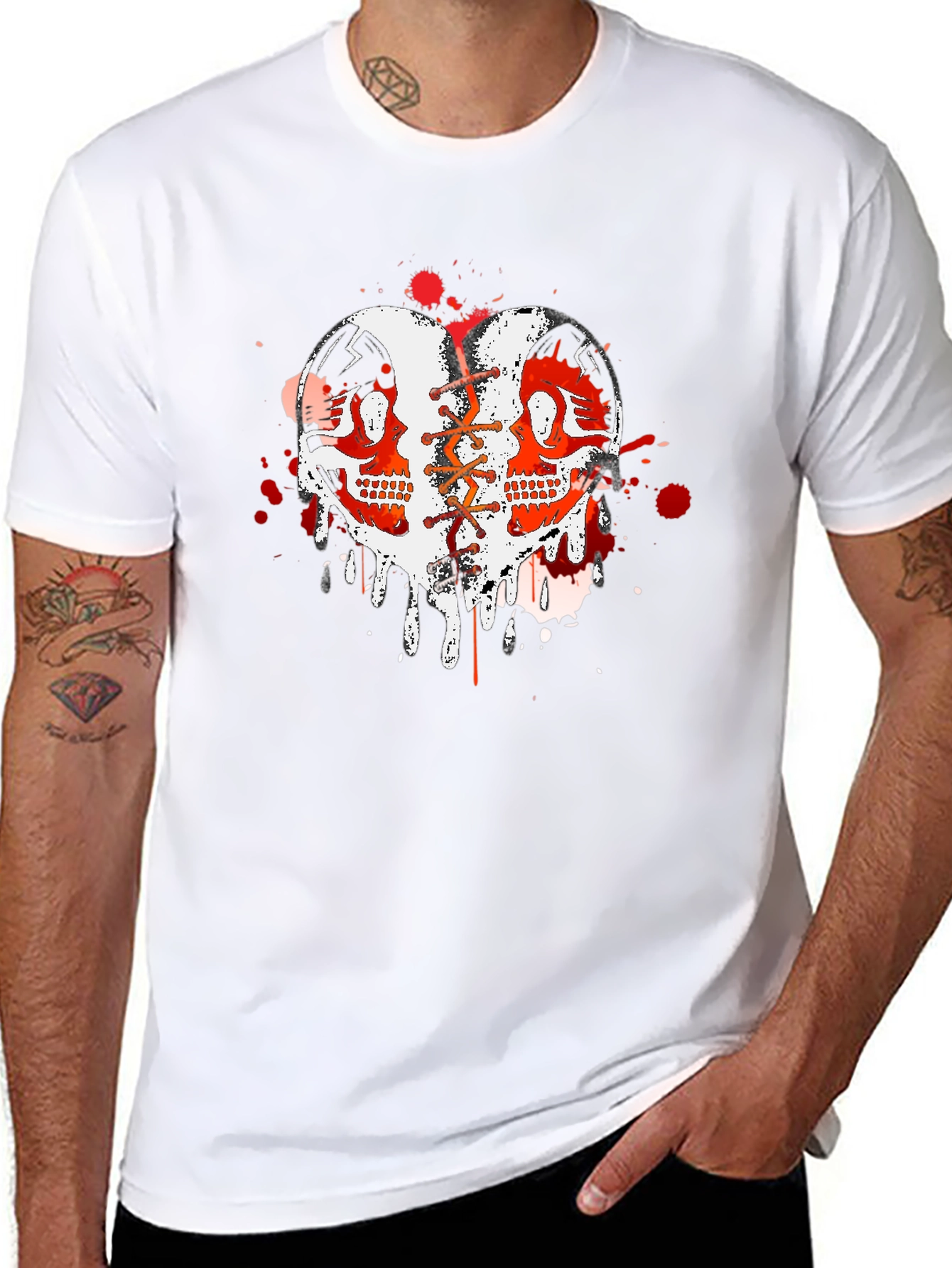 Edgy Skull Heart Graphic Tee