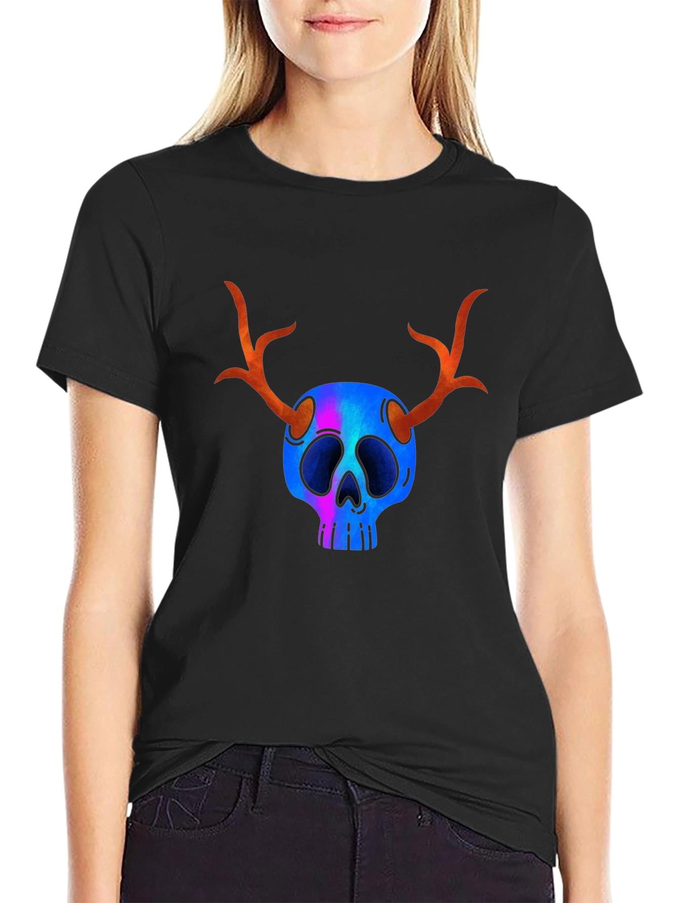 Skull with Antlers Graphic Tee