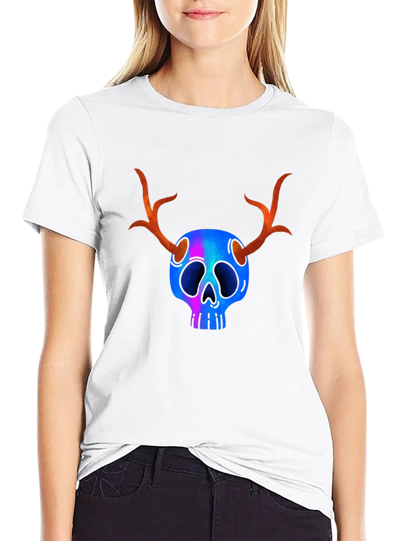 Skull with Antlers Graphic Tee