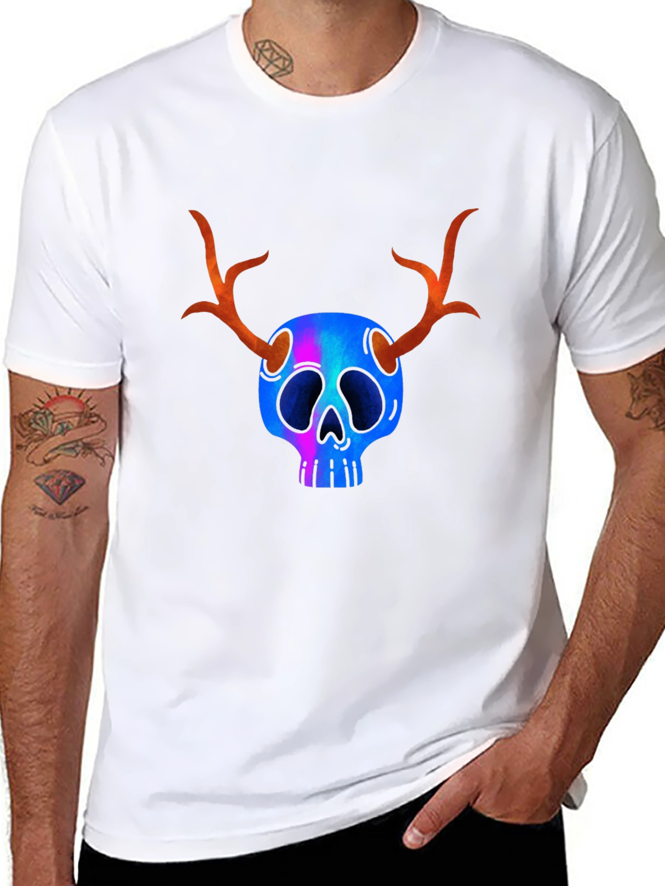 Skull with Antlers Graphic Tee