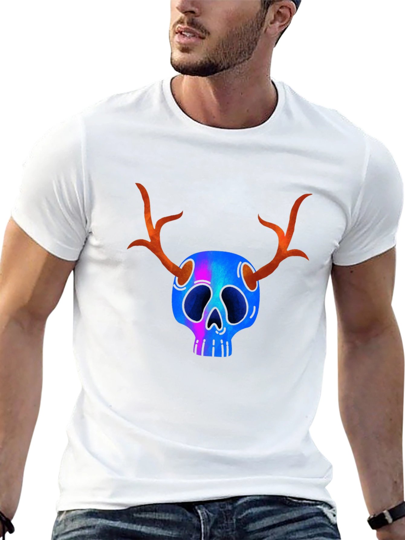 Skull with Antlers Graphic Tee