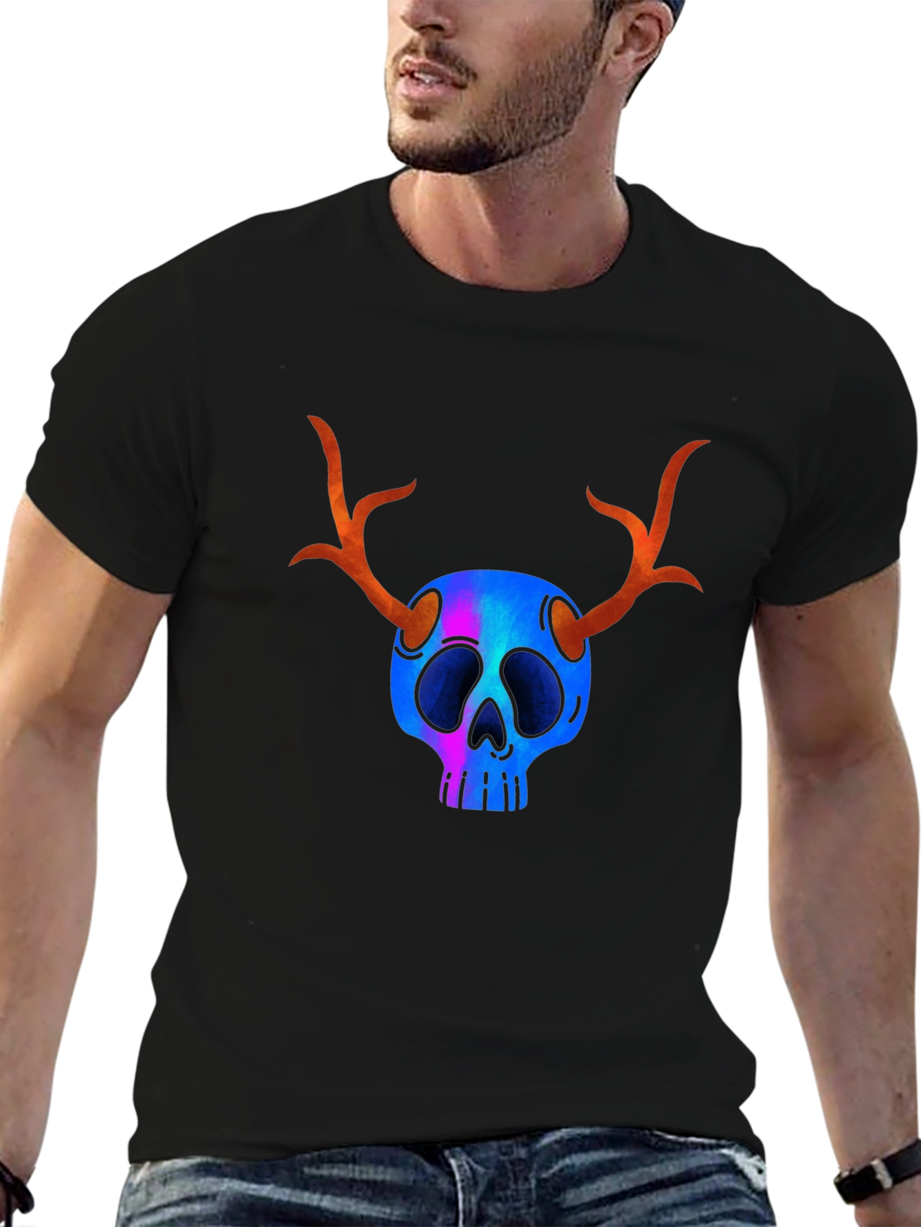Skull with Antlers Graphic Tee