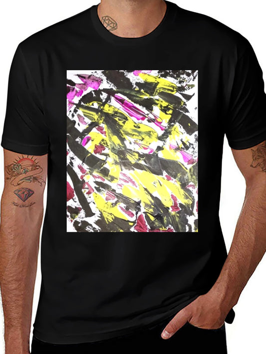 Abstract Art Graphic Tee - Bold Black Cotton T-Shirt