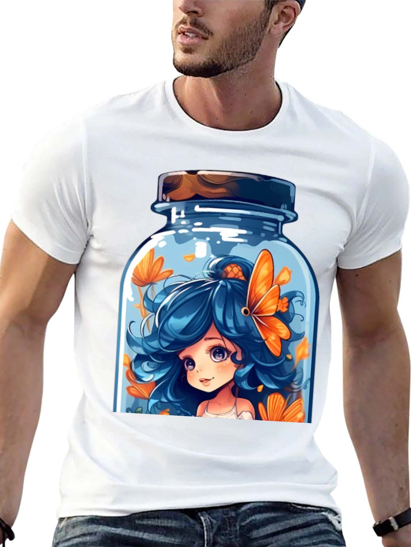 Cartoon Girl in a Jar Graphic T-Shirt