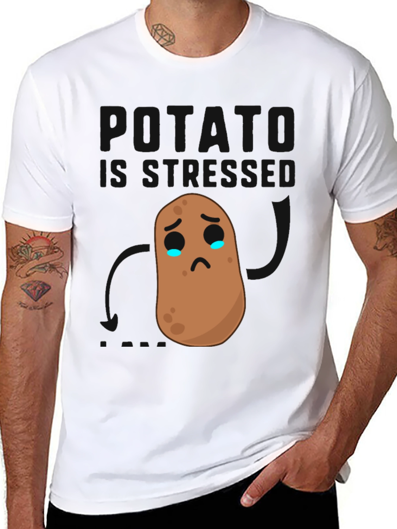 Sad Potato Graphic Tee - Black Cotton Comfort