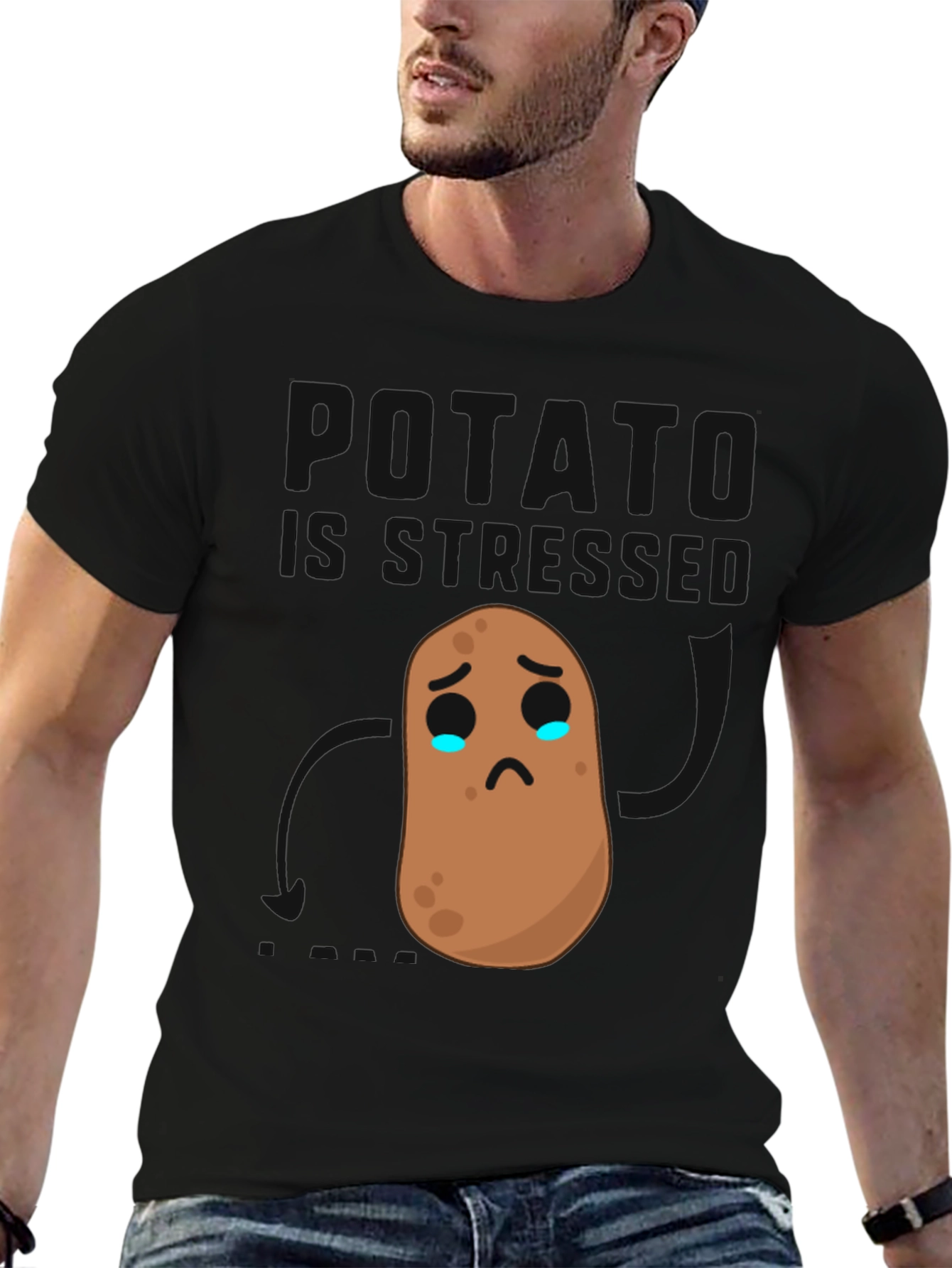 Sad Potato Graphic Tee - Black Cotton Comfort