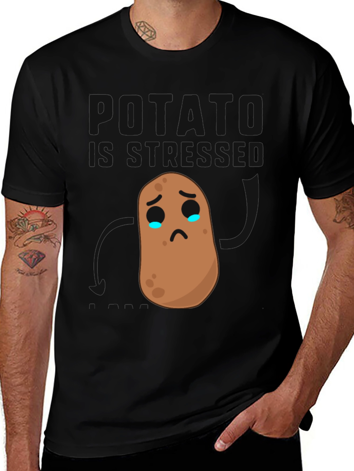 Sad Potato Graphic Tee - Black Cotton Comfort