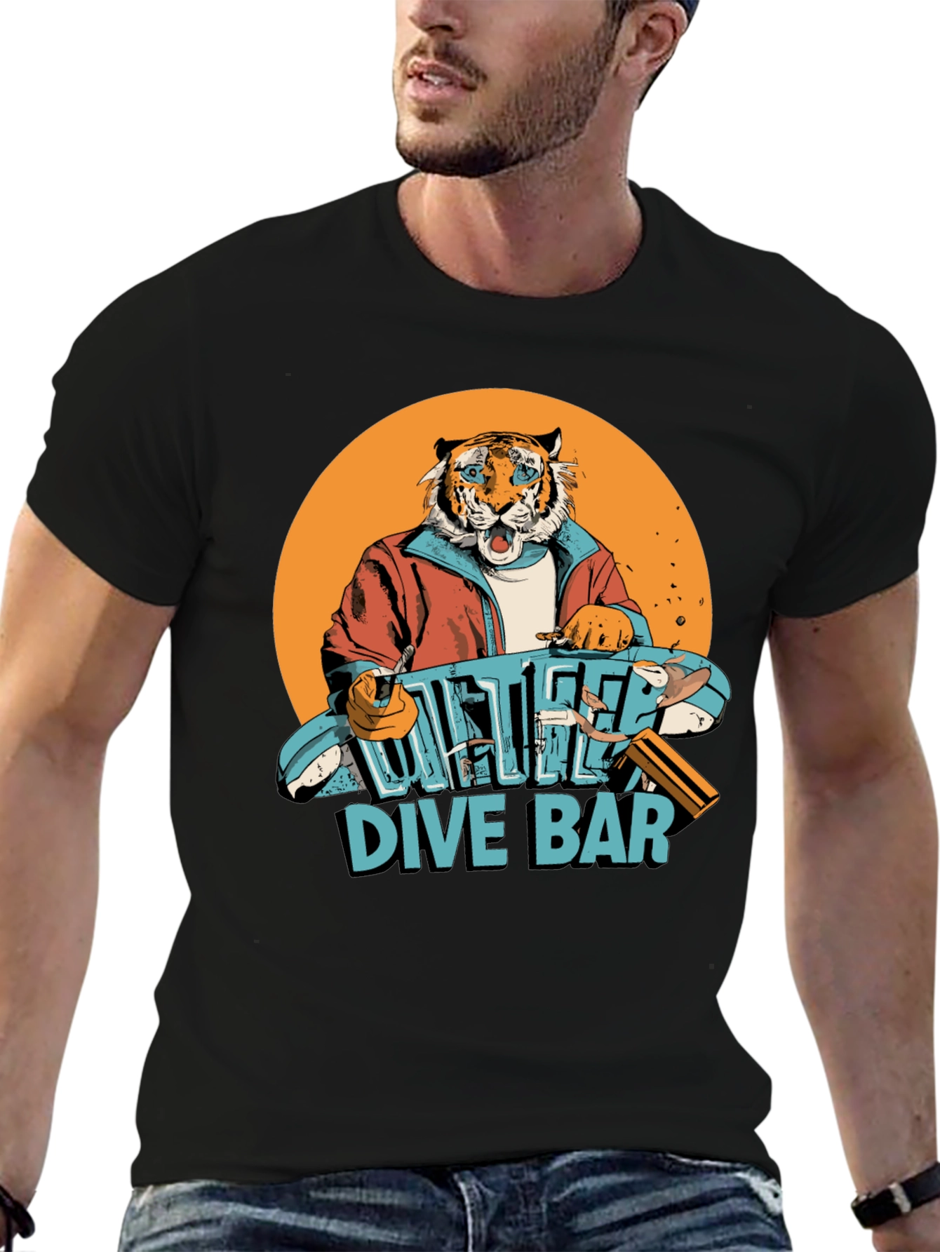 Cool Tiger Dive Bar Graphic Tee