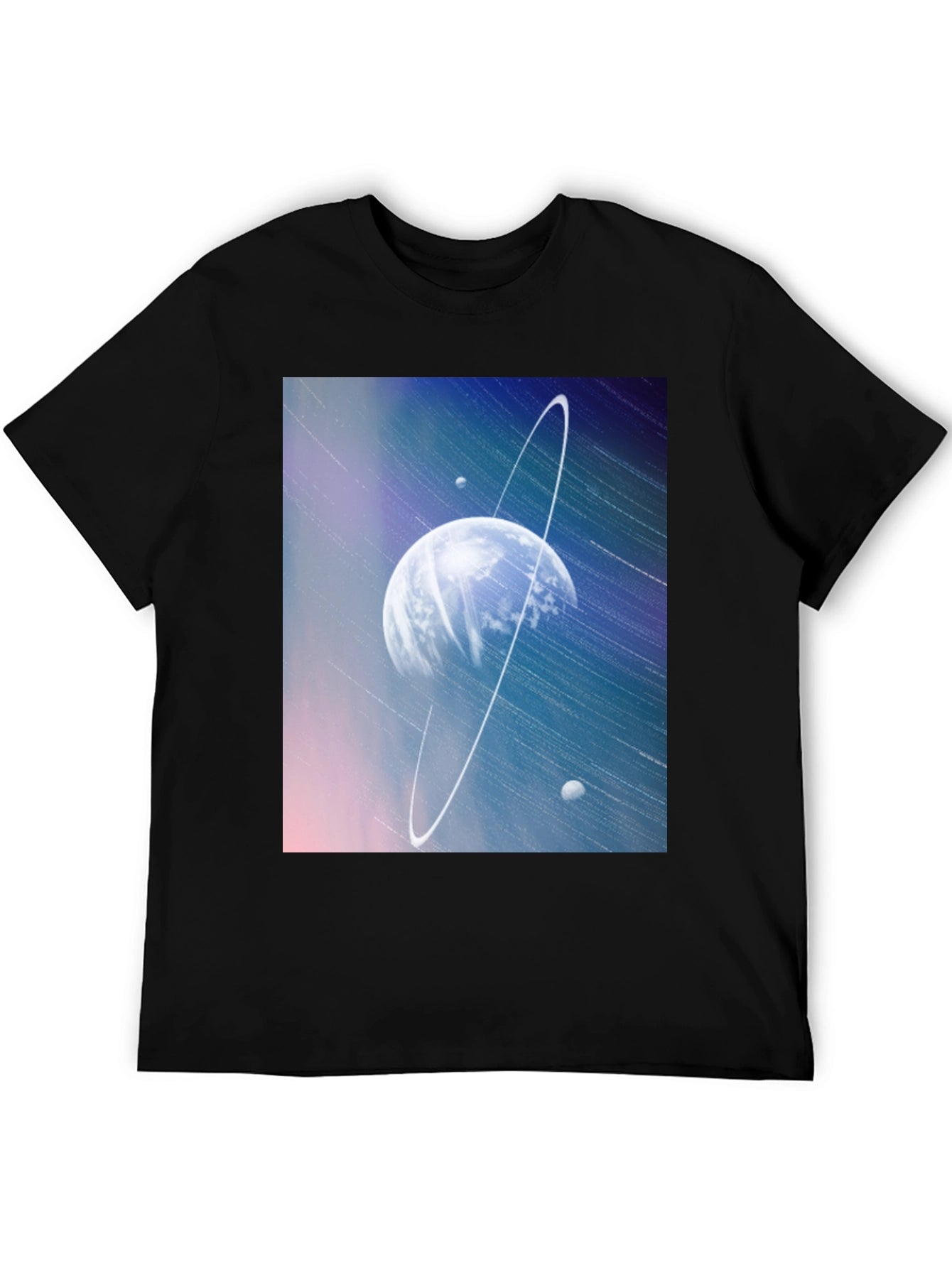 Cosmic Planet Graphic Tee - Black Casual T-Shirt