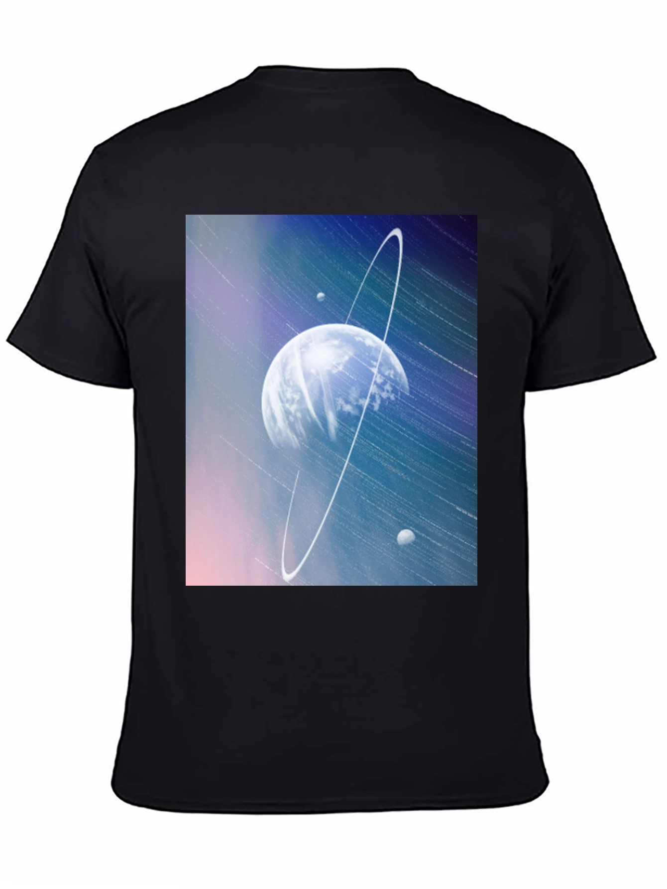 Cosmic Planet Graphic Tee - Black Casual T-Shirt
