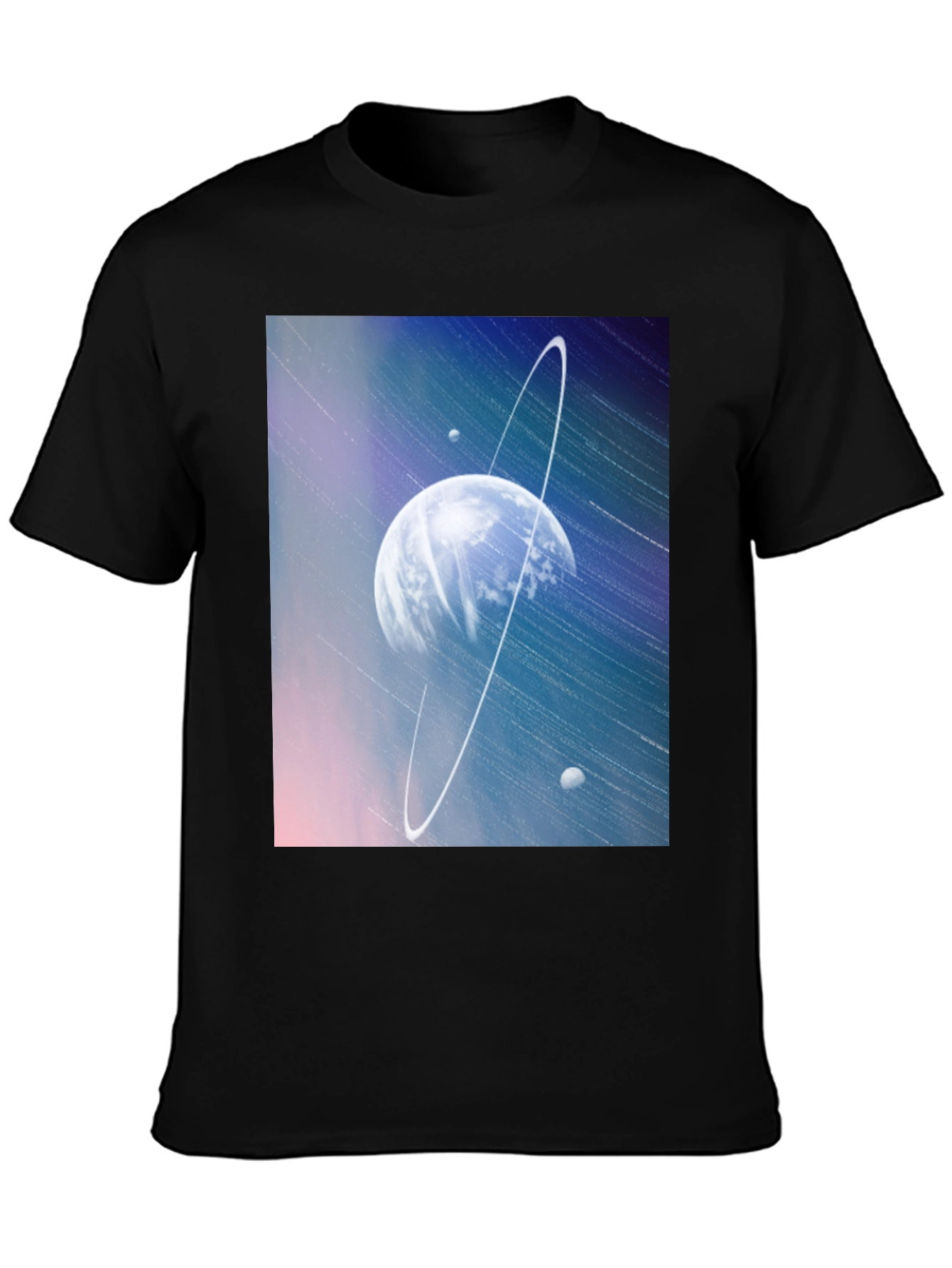 Cosmic Planet Graphic Tee - Black Casual T-Shirt