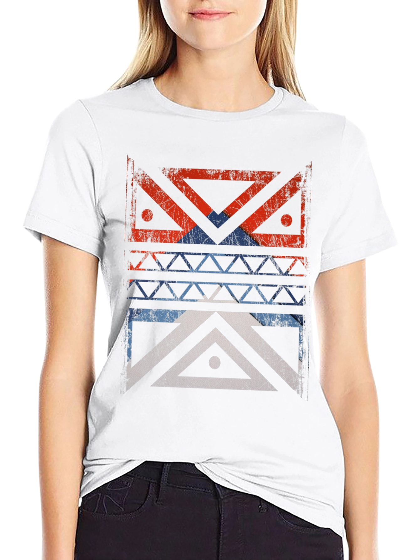 Distressed Geometric Design Graphic Tee