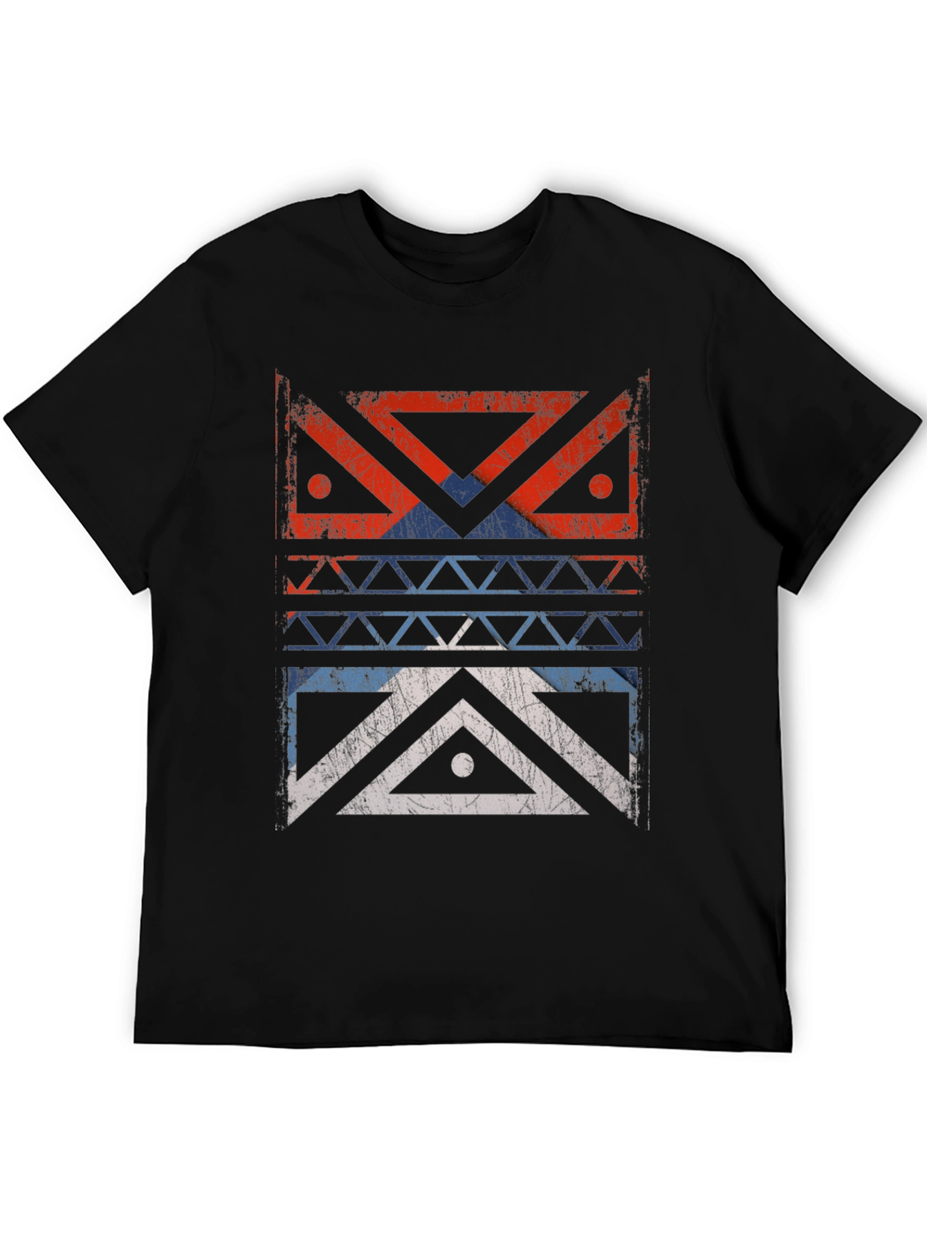 Distressed Geometric Design Graphic Tee