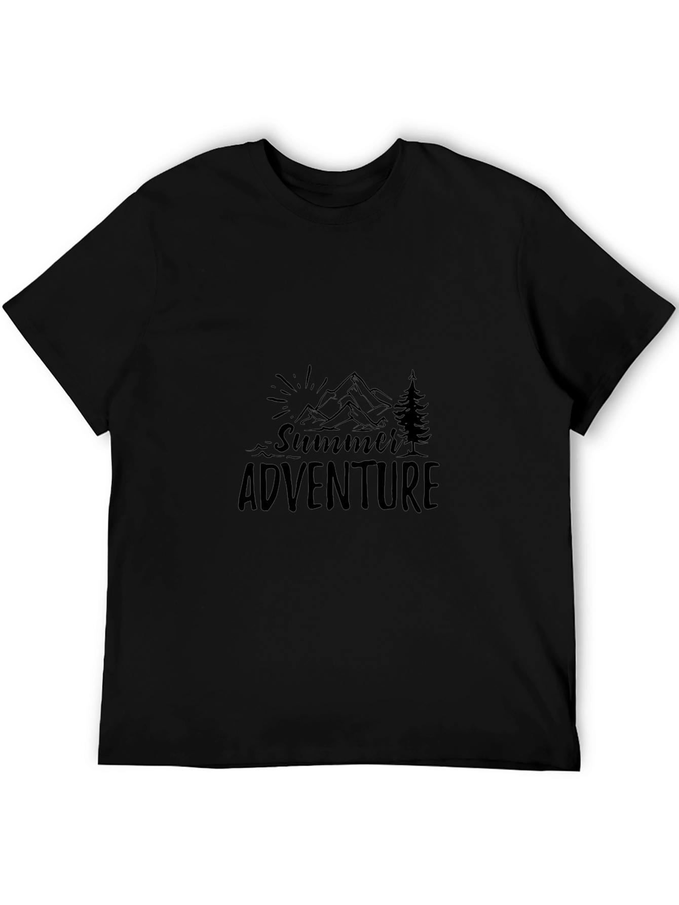 Summer Adventure Graphic Tee - Black Cotton Blend