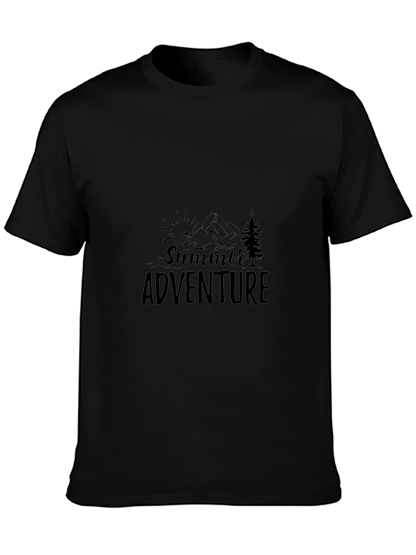 Summer Adventure Graphic Tee - Black Cotton Blend