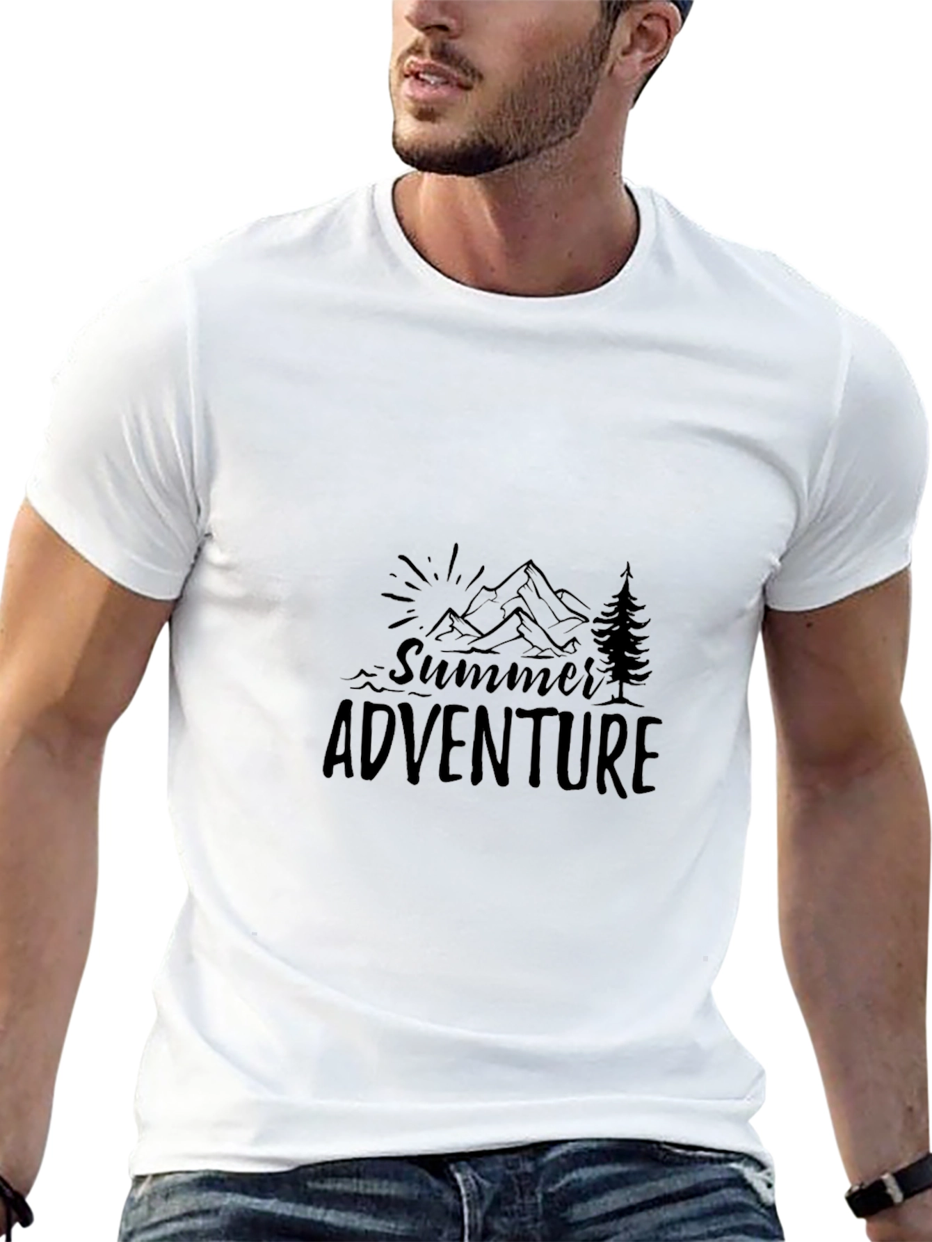 Summer Adventure Graphic Tee - Black Cotton Blend