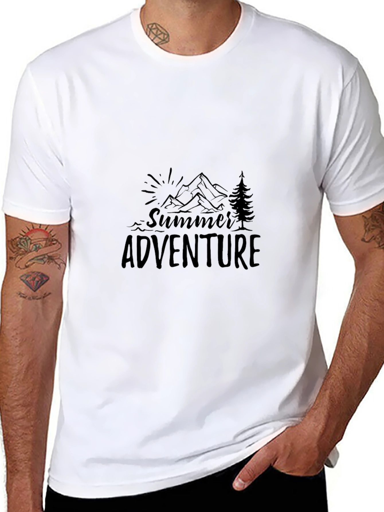 Summer Adventure Graphic Tee - Black Cotton Blend