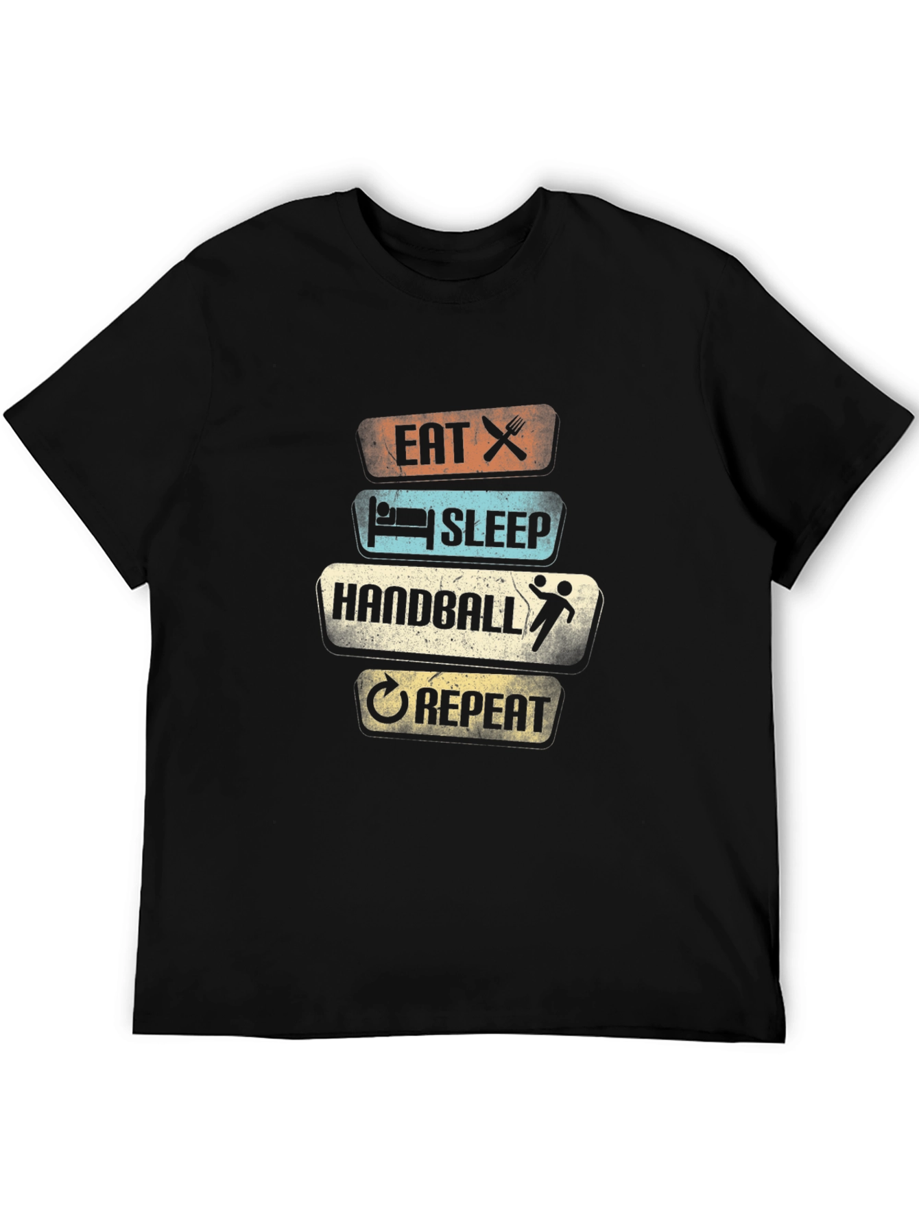 Eat Sleep Handball Repeat T-Shirt - Black Cotton Tee