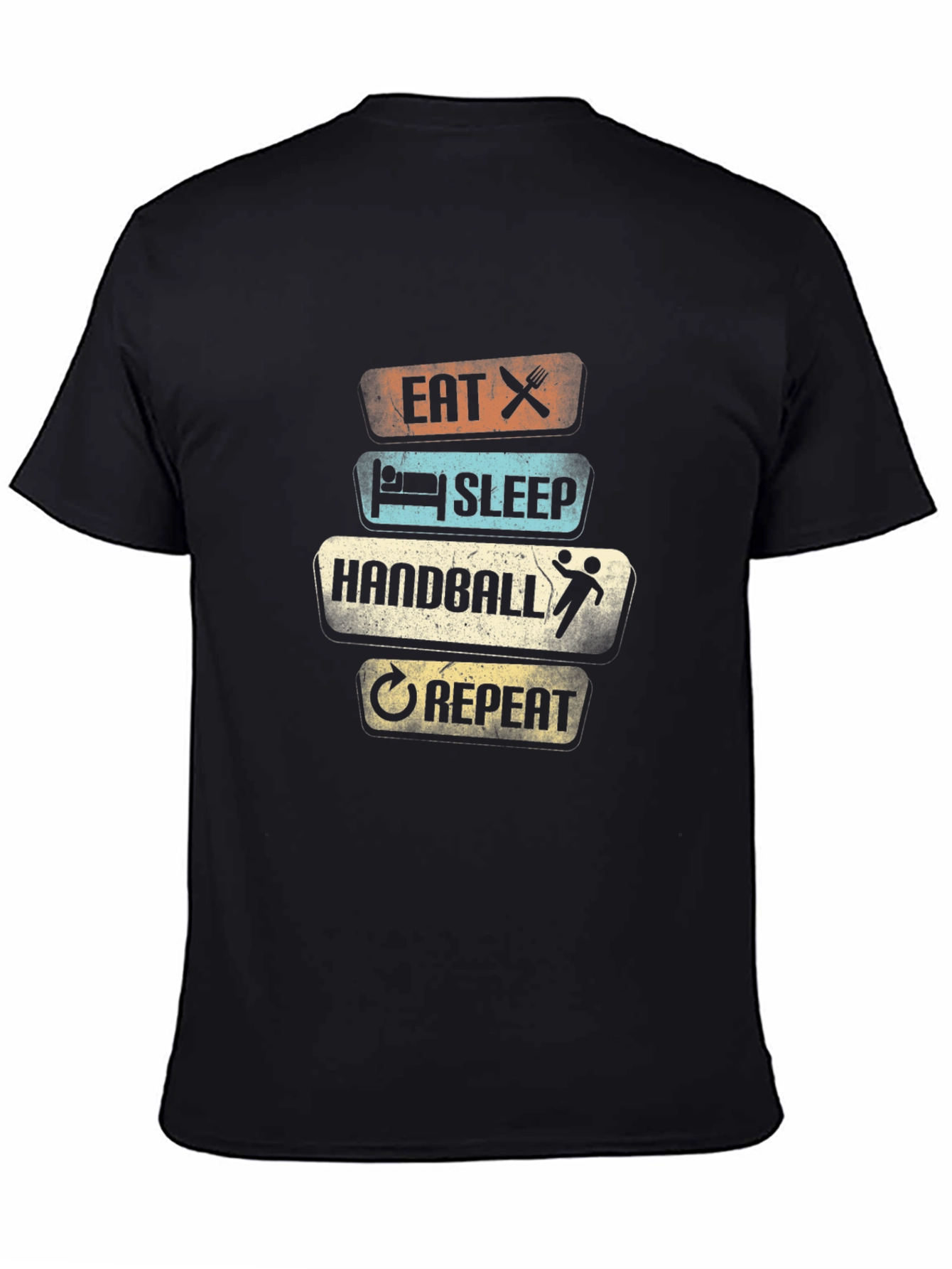 Eat Sleep Handball Repeat T-Shirt - Black Cotton Tee
