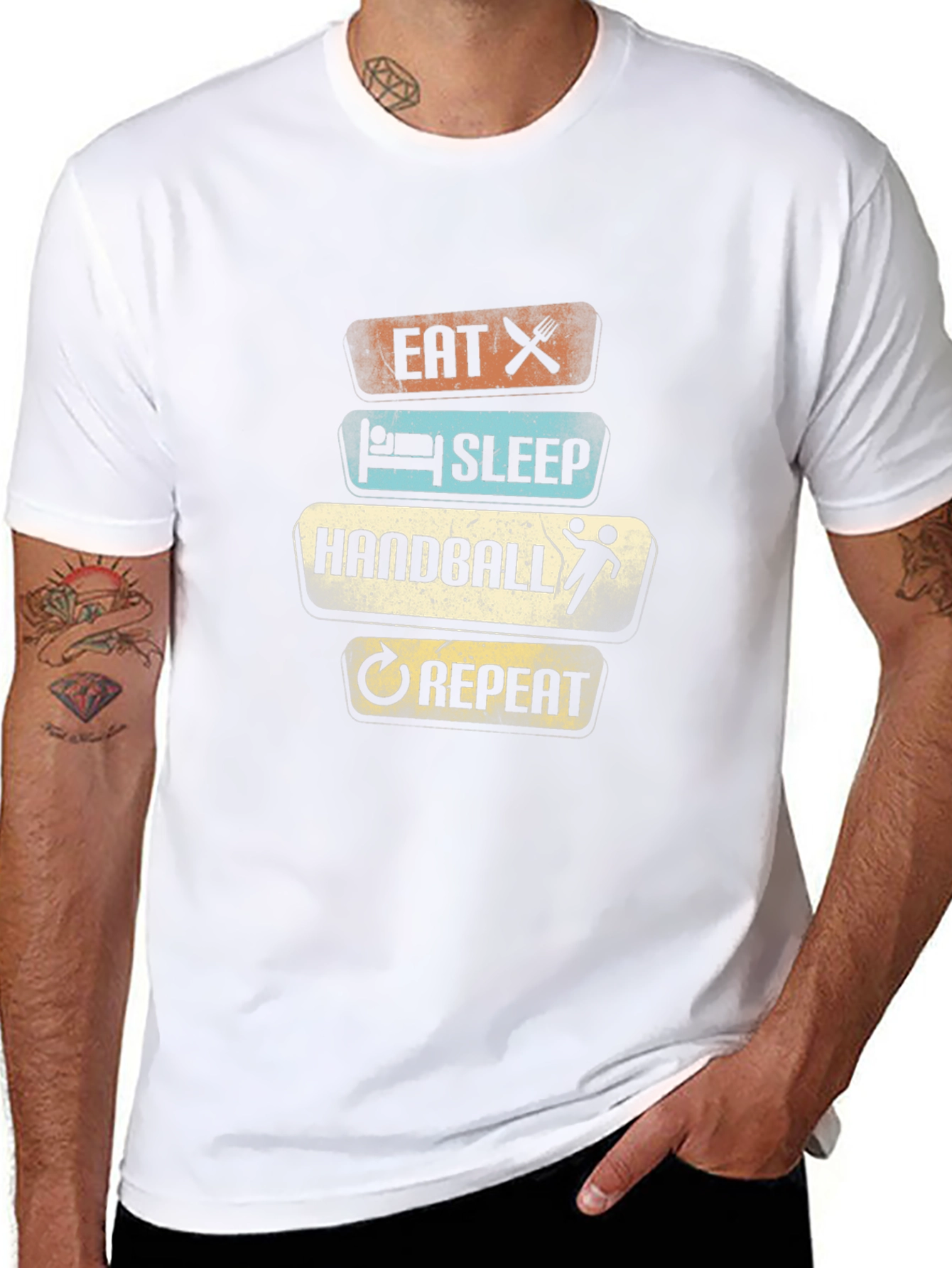 Eat Sleep Handball Repeat T-Shirt - Black Cotton Tee