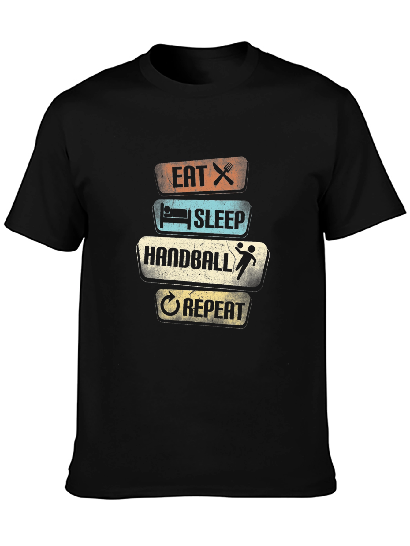 Eat Sleep Handball Repeat T-Shirt - Black Cotton Tee