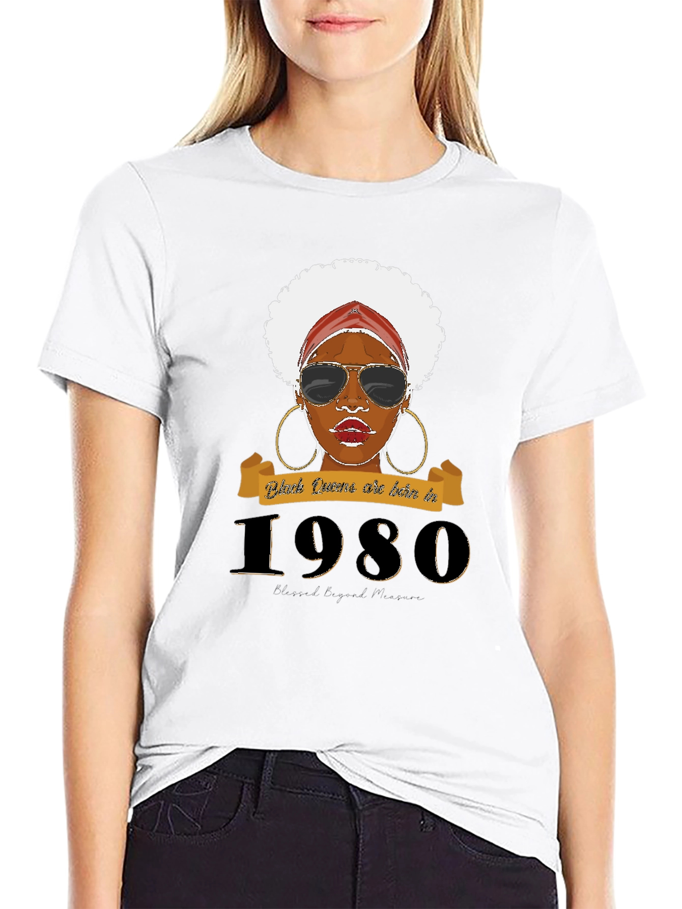 Black Queen Born in 1980 T-Shirt