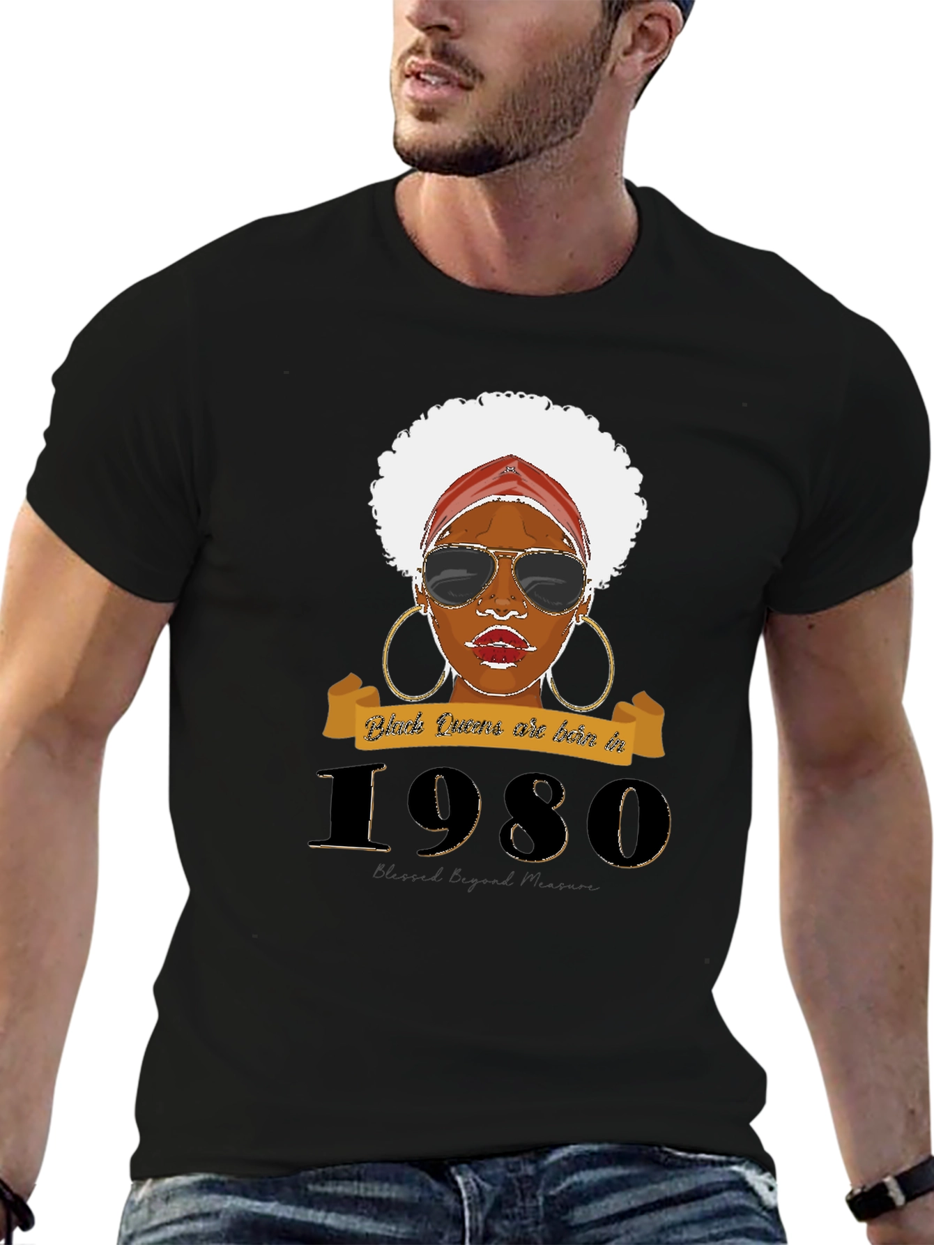 Black Queen Born in 1980 T-Shirt