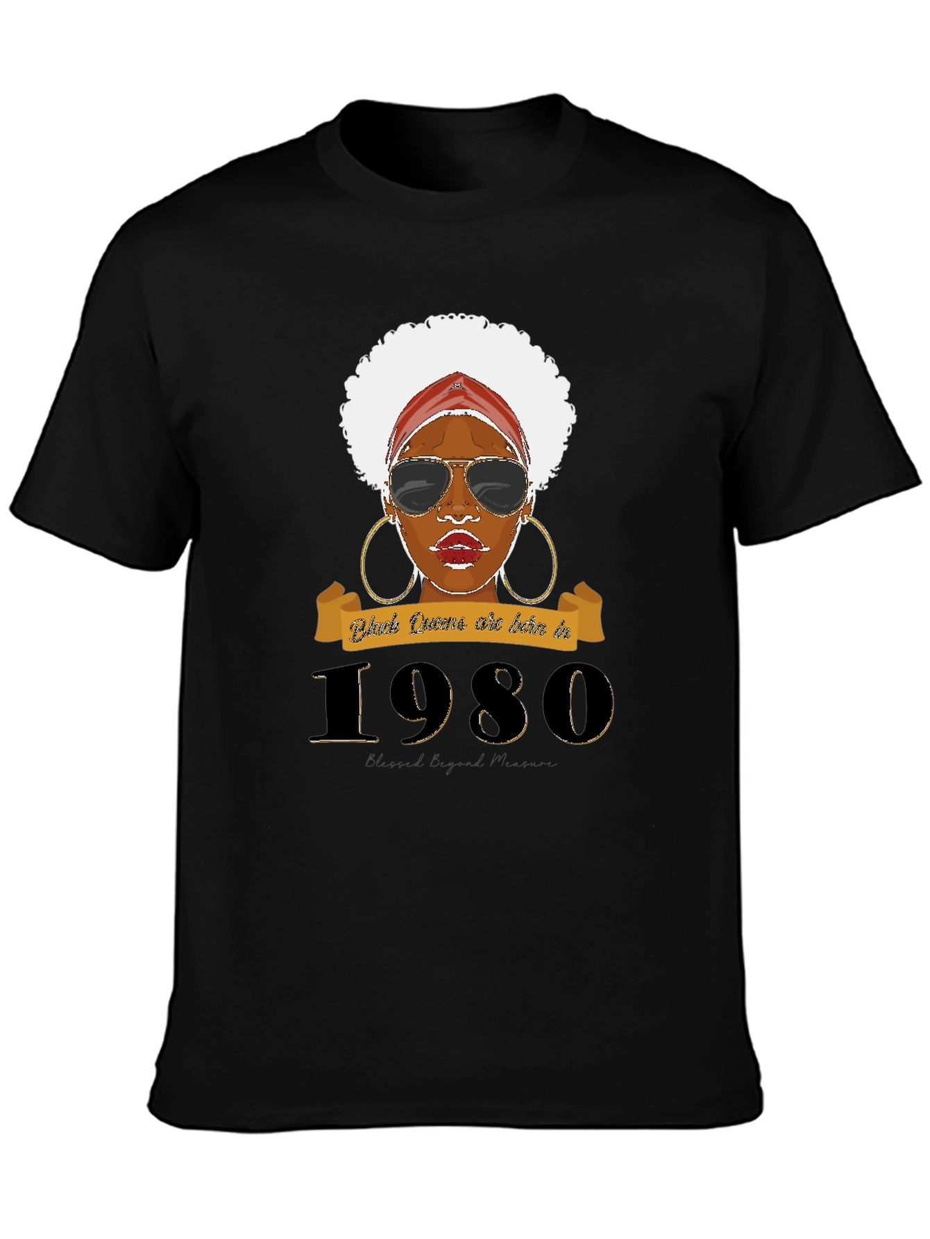 Black Queen Born in 1980 T-Shirt