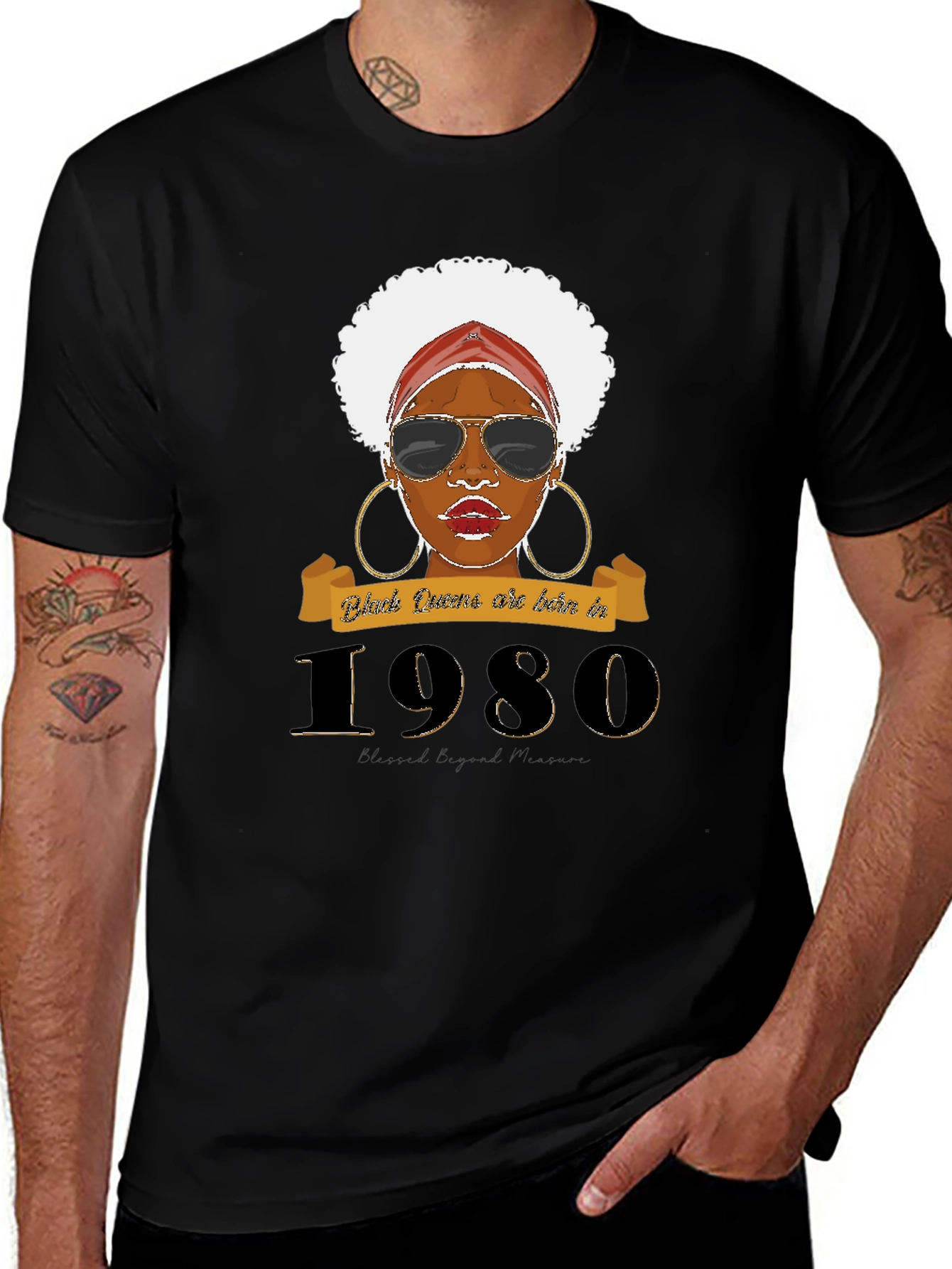 Black Queen Born in 1980 T-Shirt