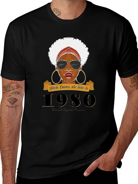 Black Queen Born in 1980 T-Shirt