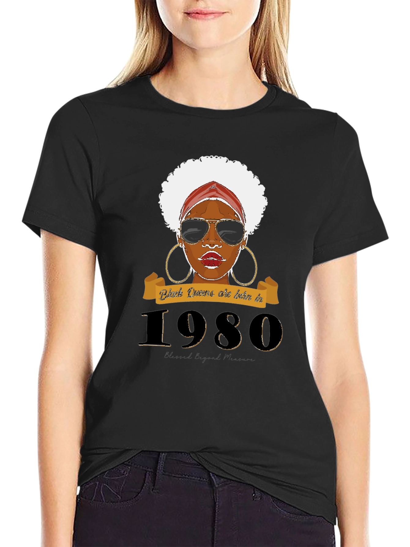 Black Queen Born in 1980 T-Shirt