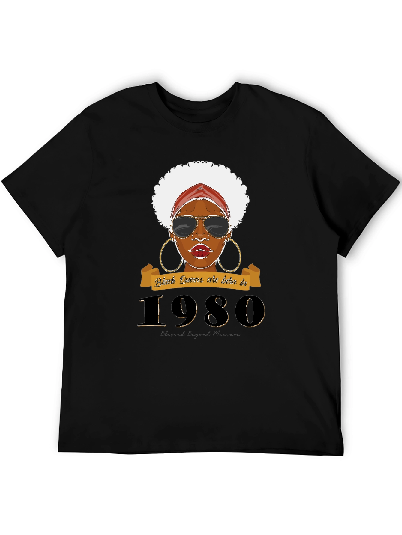 Black Queen Born in 1980 T-Shirt
