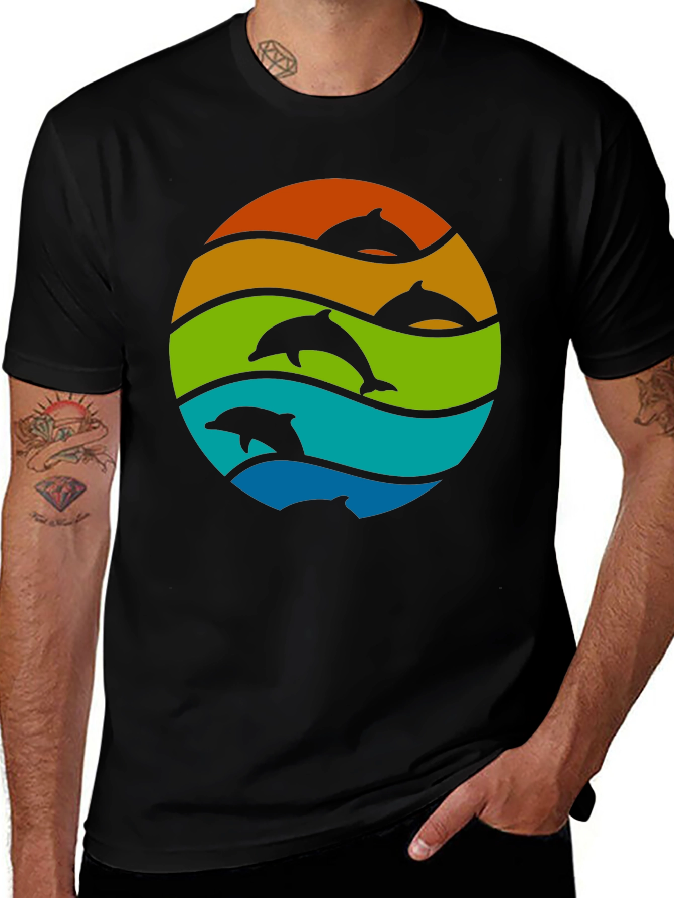 Dolphin Sunset T-Shirt - Stylish Graphic Tee