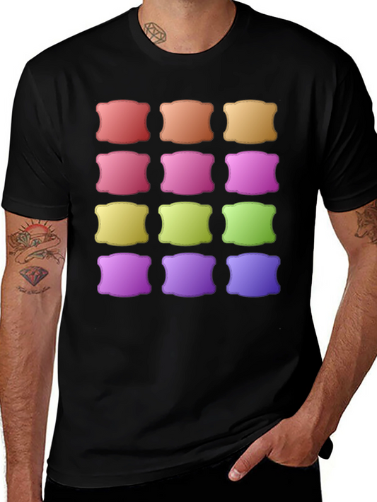 Colorful Pillow Pattern Black T-Shirt