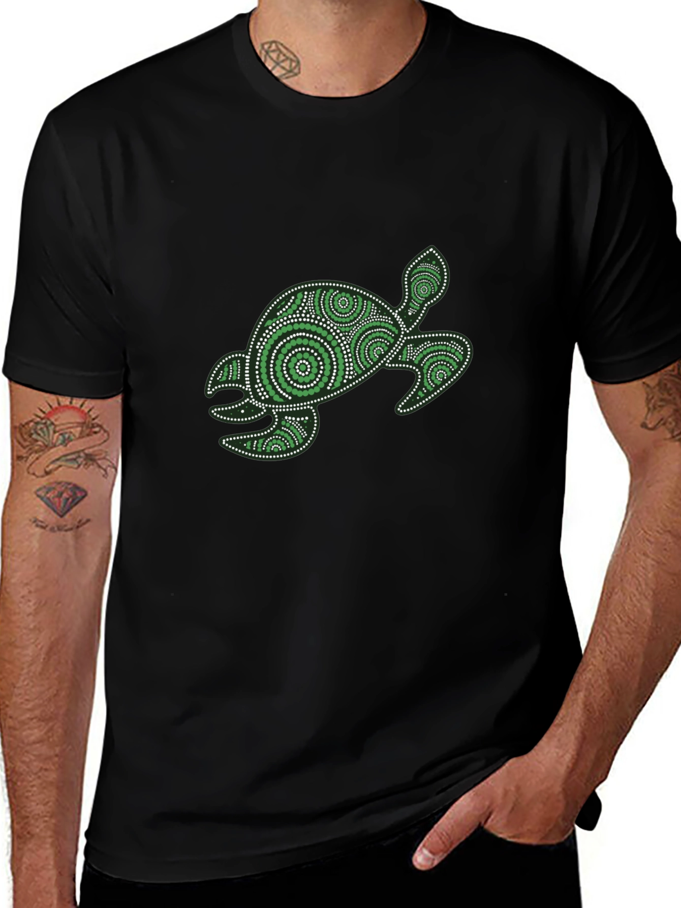 Turtle Graphic T-Shirt - Black Cotton Tee