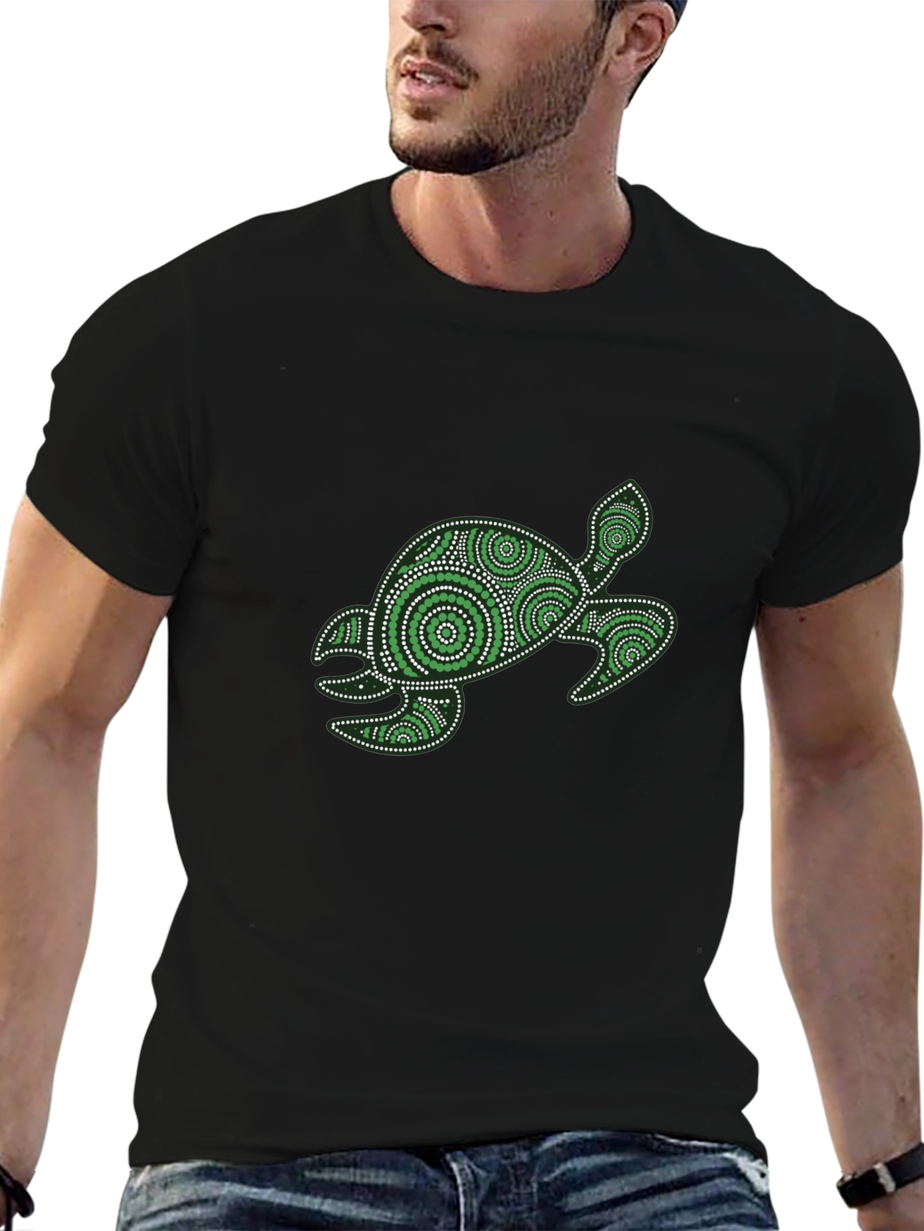 Turtle Graphic T-Shirt - Black Cotton Tee