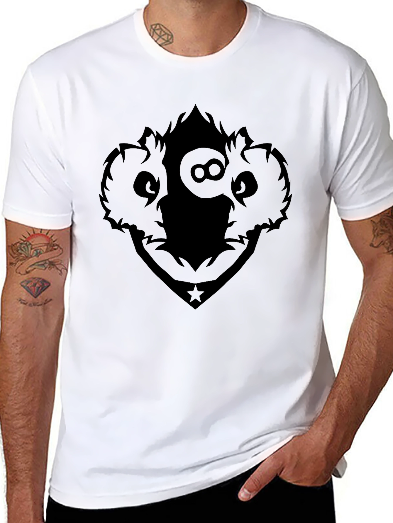 Black Graphic Tee - Abstract Yin Yang Design