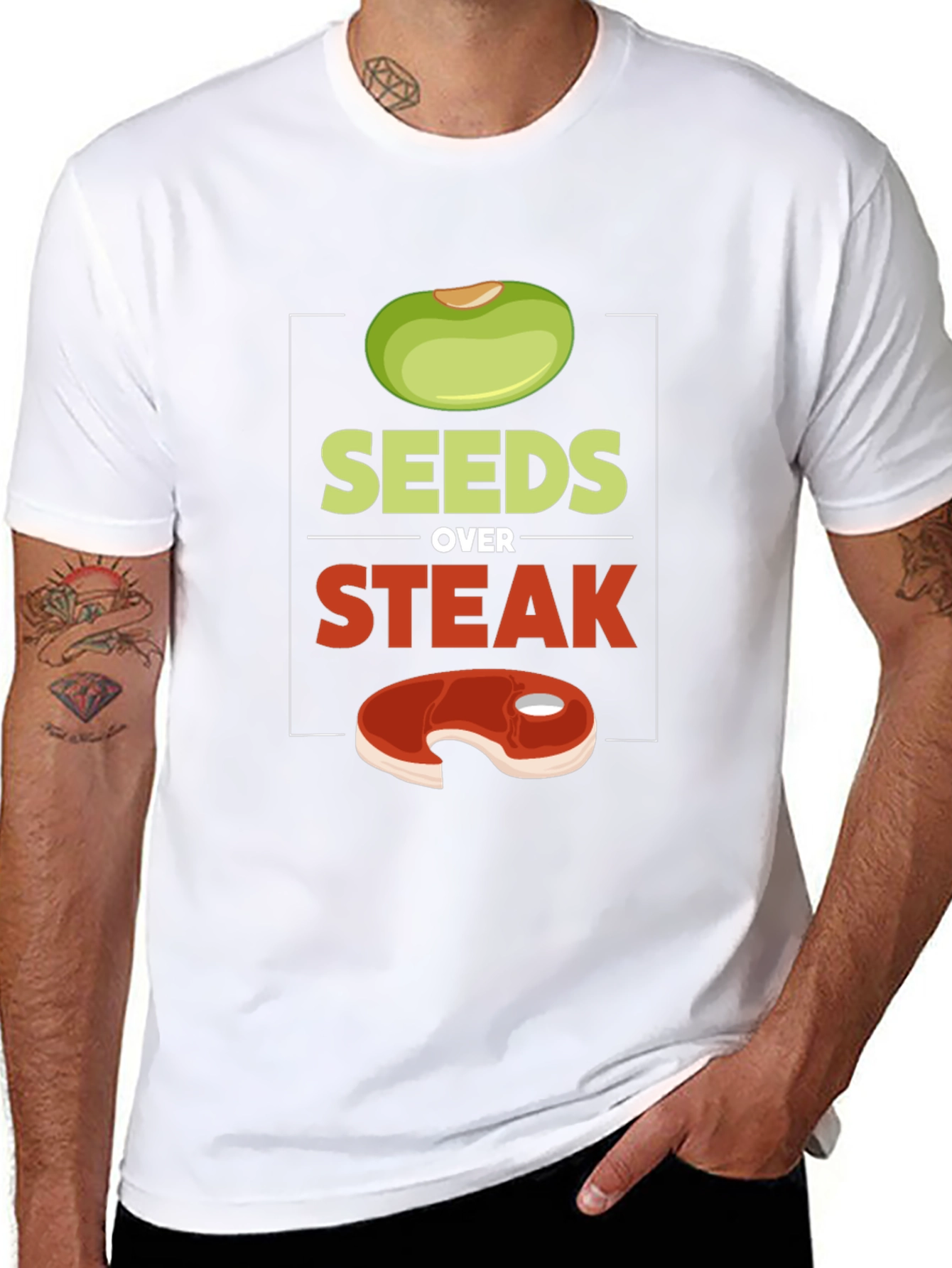 Seeds Over Steak Vegan Graphic T-Shirt