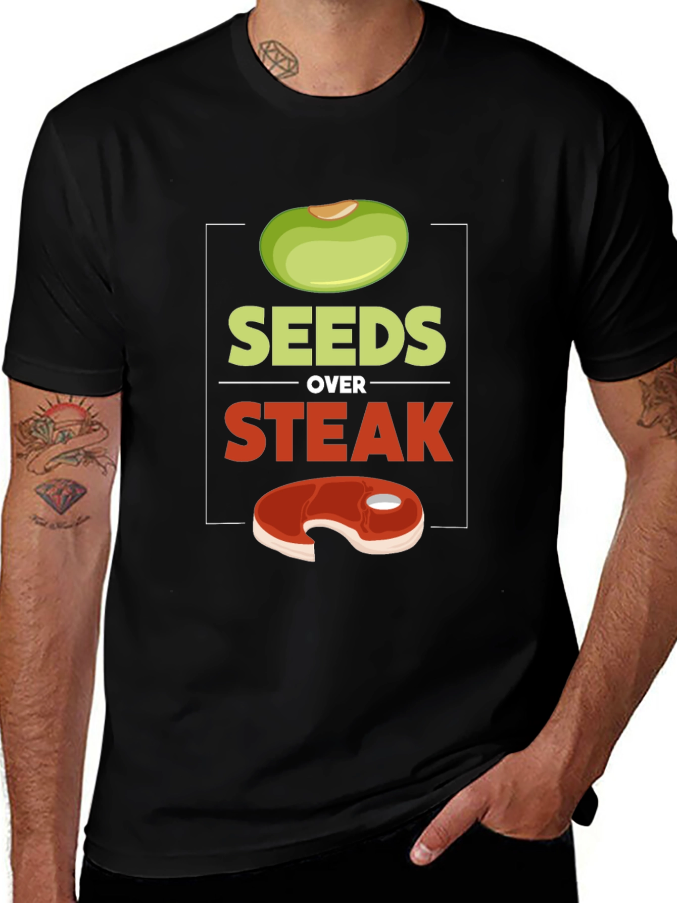 Seeds Over Steak Vegan Graphic T-Shirt