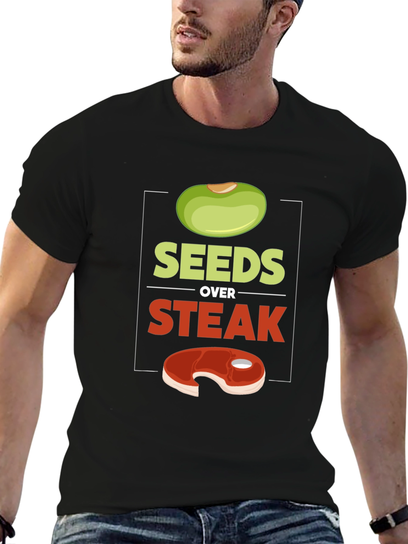 Seeds Over Steak Vegan Graphic T-Shirt