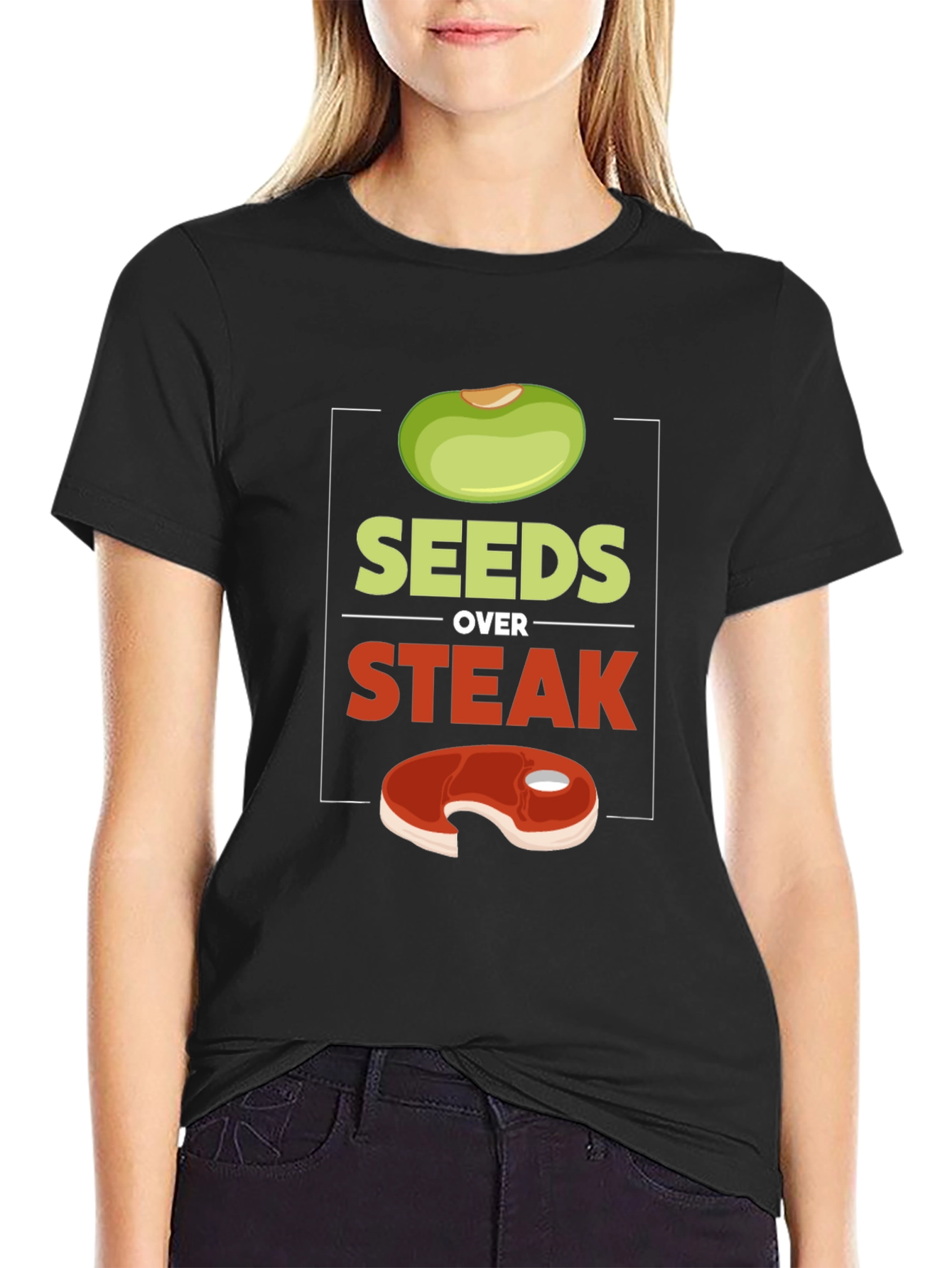 Seeds Over Steak Vegan Graphic T-Shirt
