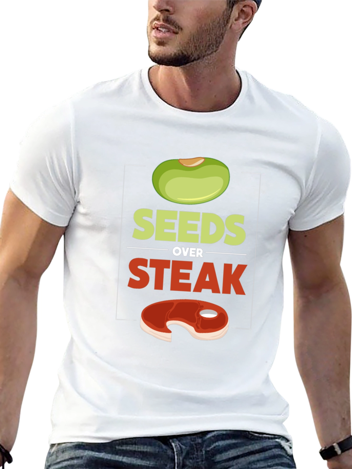 Seeds Over Steak Vegan Graphic T-Shirt